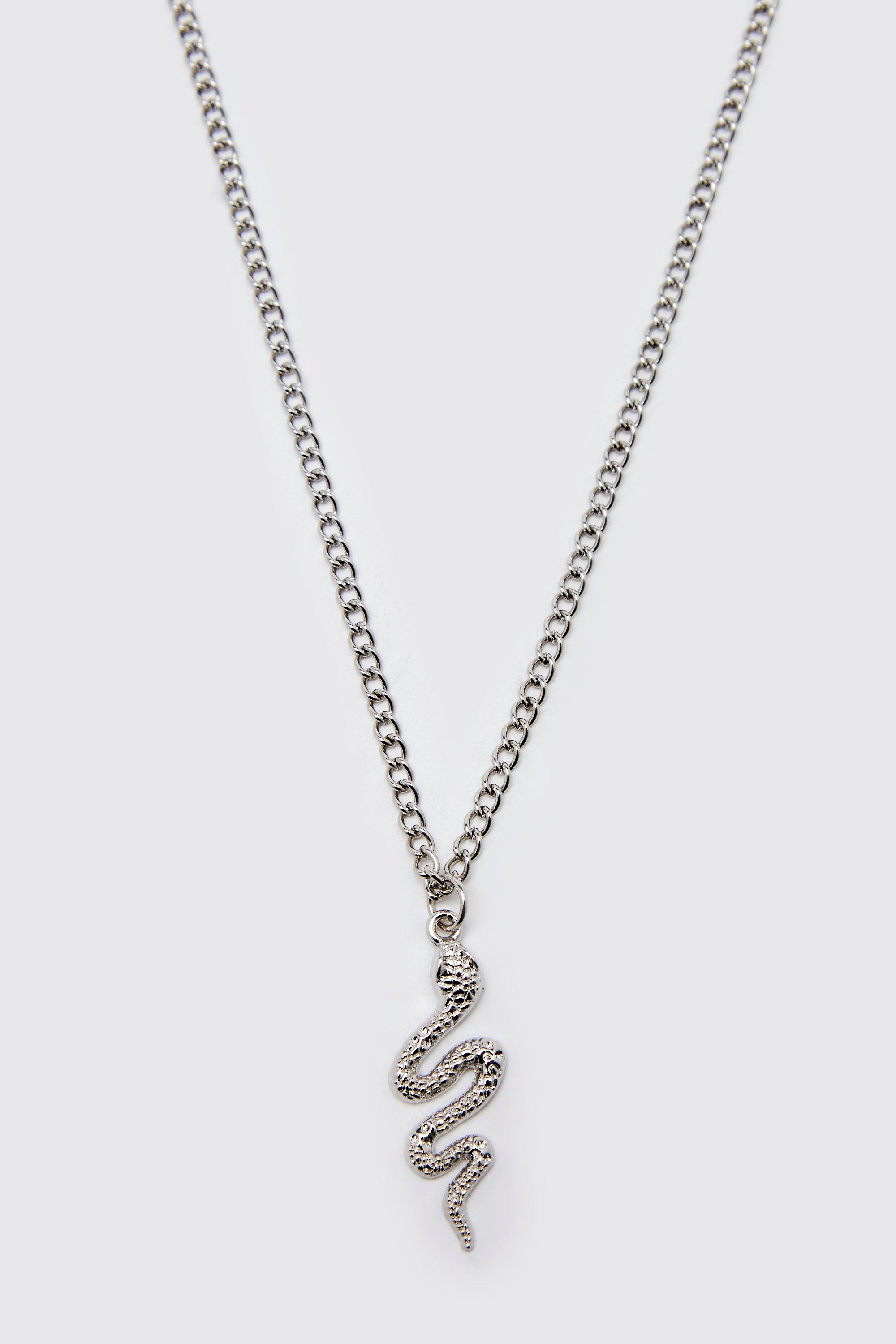 Collier À Pendentif Serpent - Gris - Argent - One Size, Gris - Argent