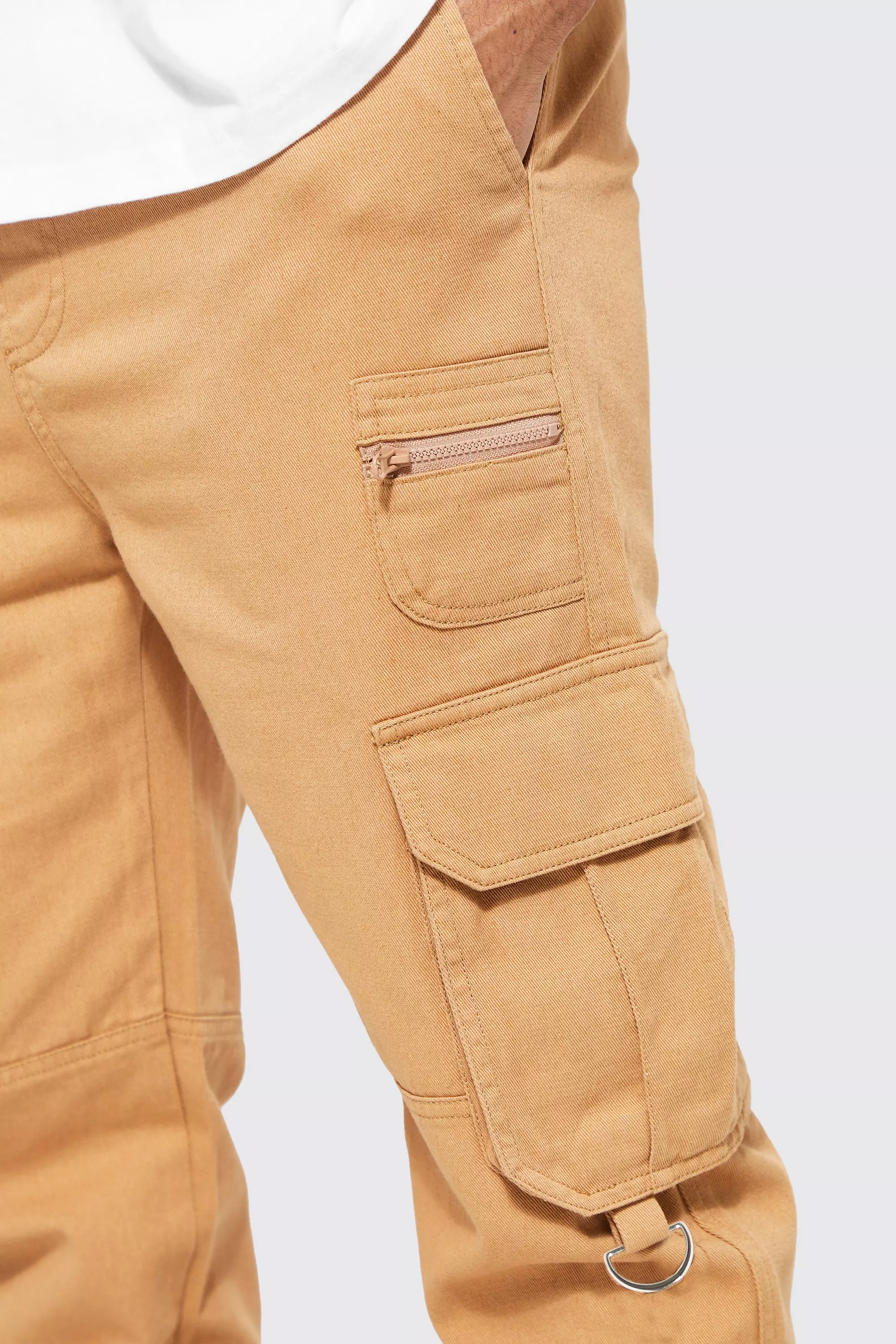 Stone Slim Fit Cargo Trousers