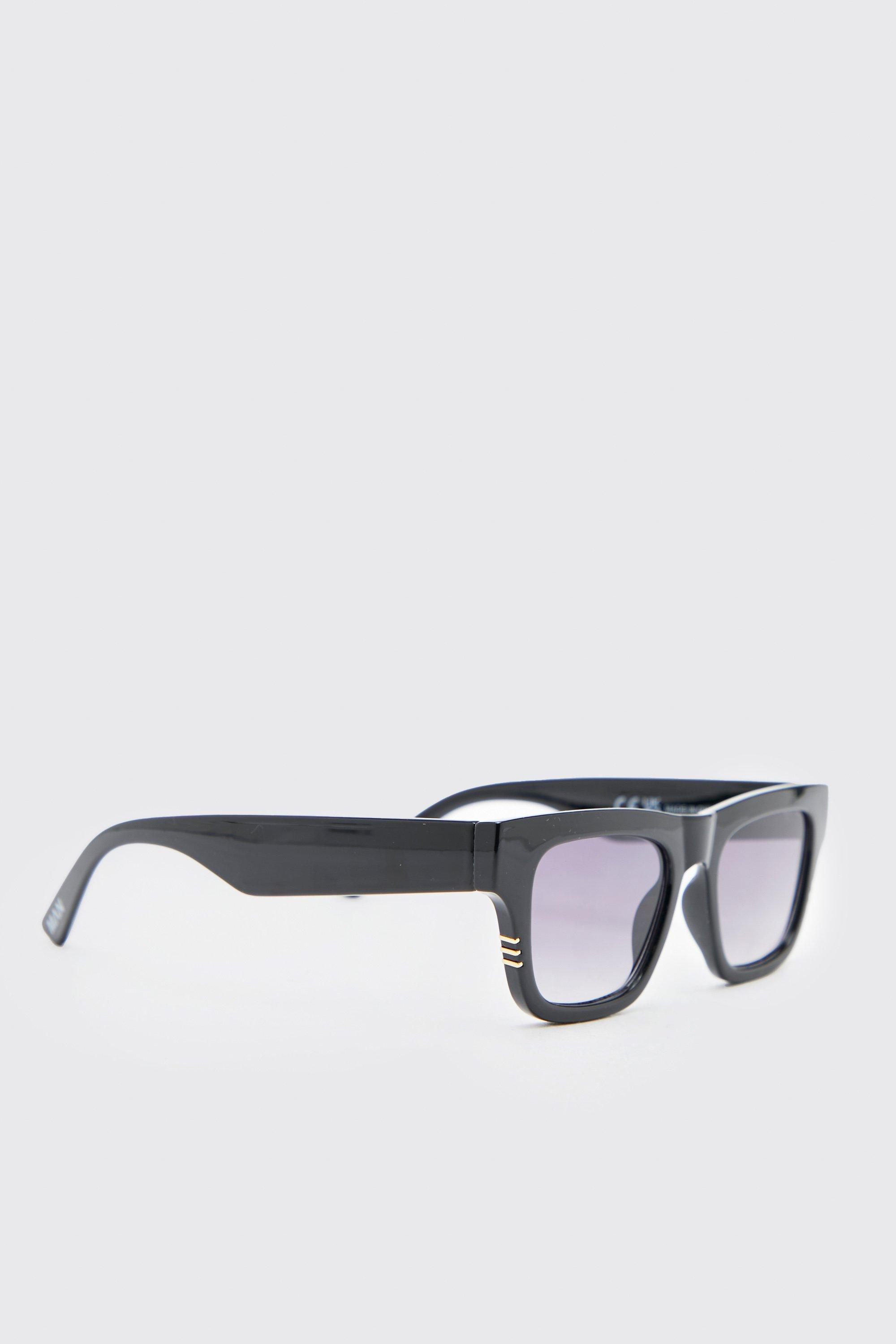 Mens Black Metal Insert Classic Sunglasses, Black