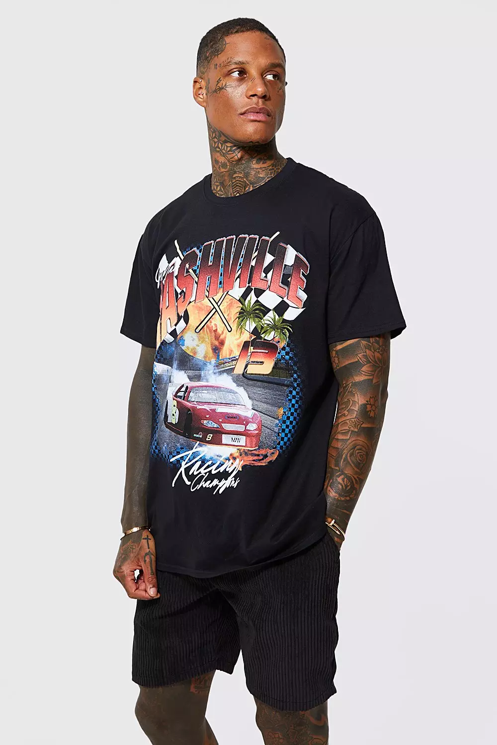 boohooMAN Men's Oversized Car Graphic T-Shirt