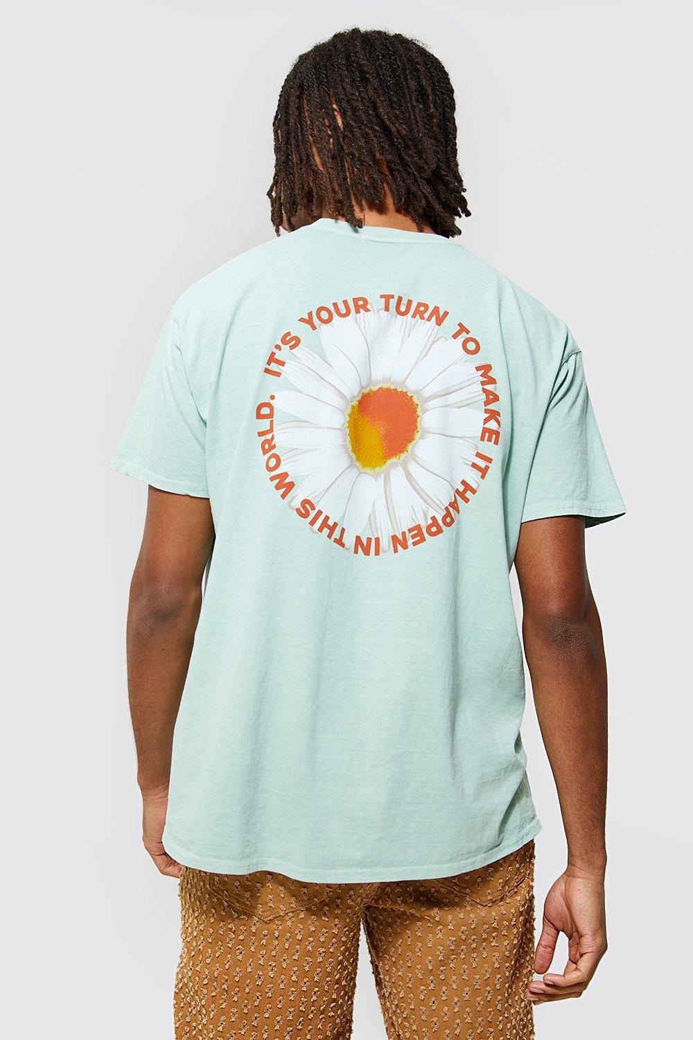 T-Shirt Oversize Surteint À Imprimé Daisy - Vert Menthe - S, Vert Menthe