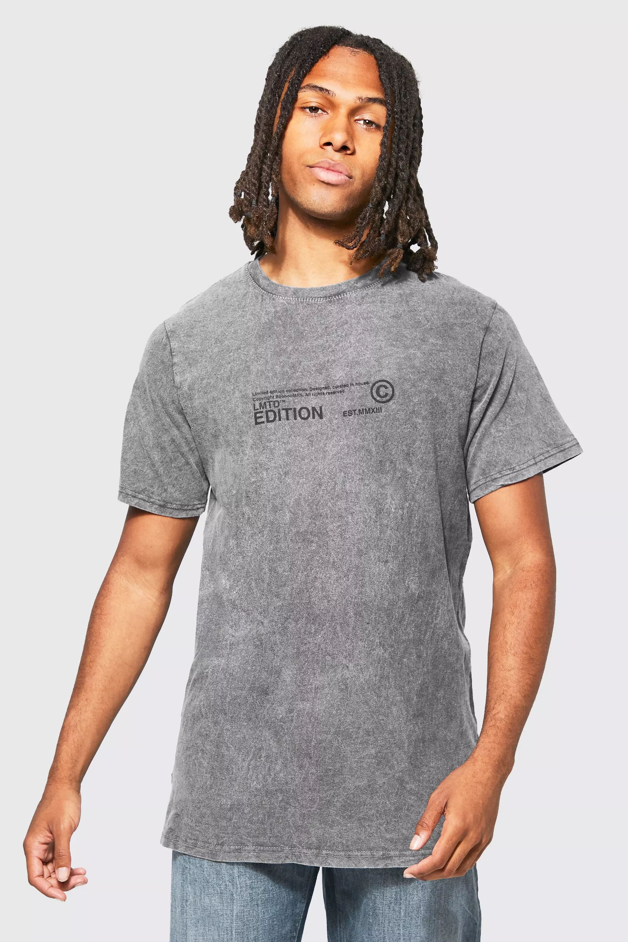 Washed Longline Split Hem T-shirt