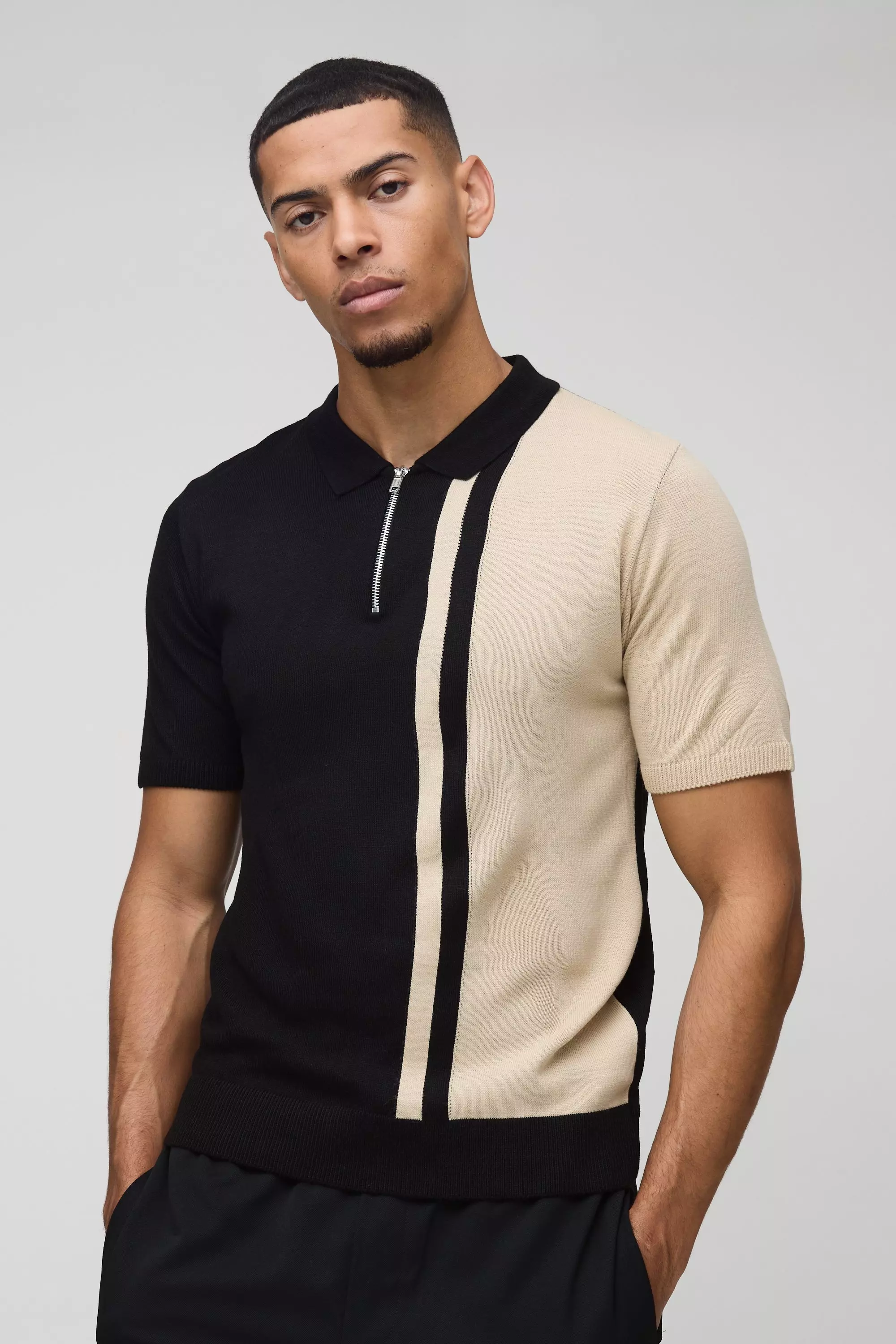 Long-Sleeve Knit Polo Shirt