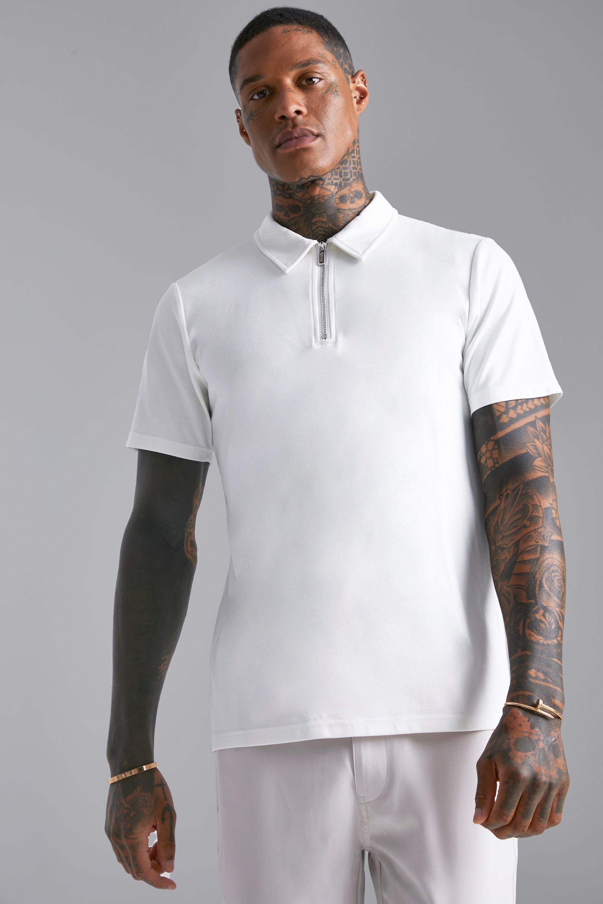 men's slim fit luxe polo top - white - xs, white