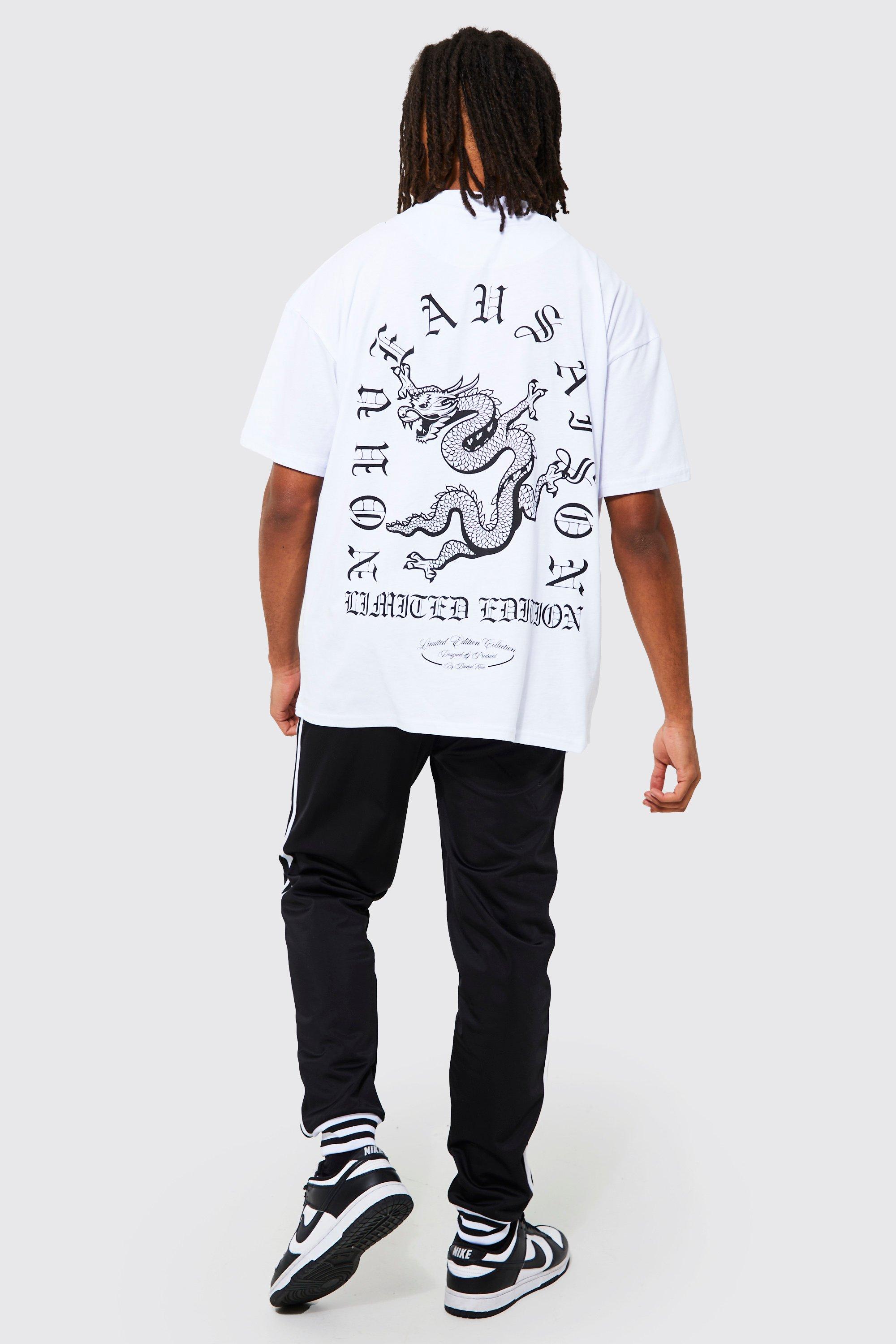 Oversize T-Shirt Mit Drachen-Print & Trikot-Jogginghose - Black - M, Black