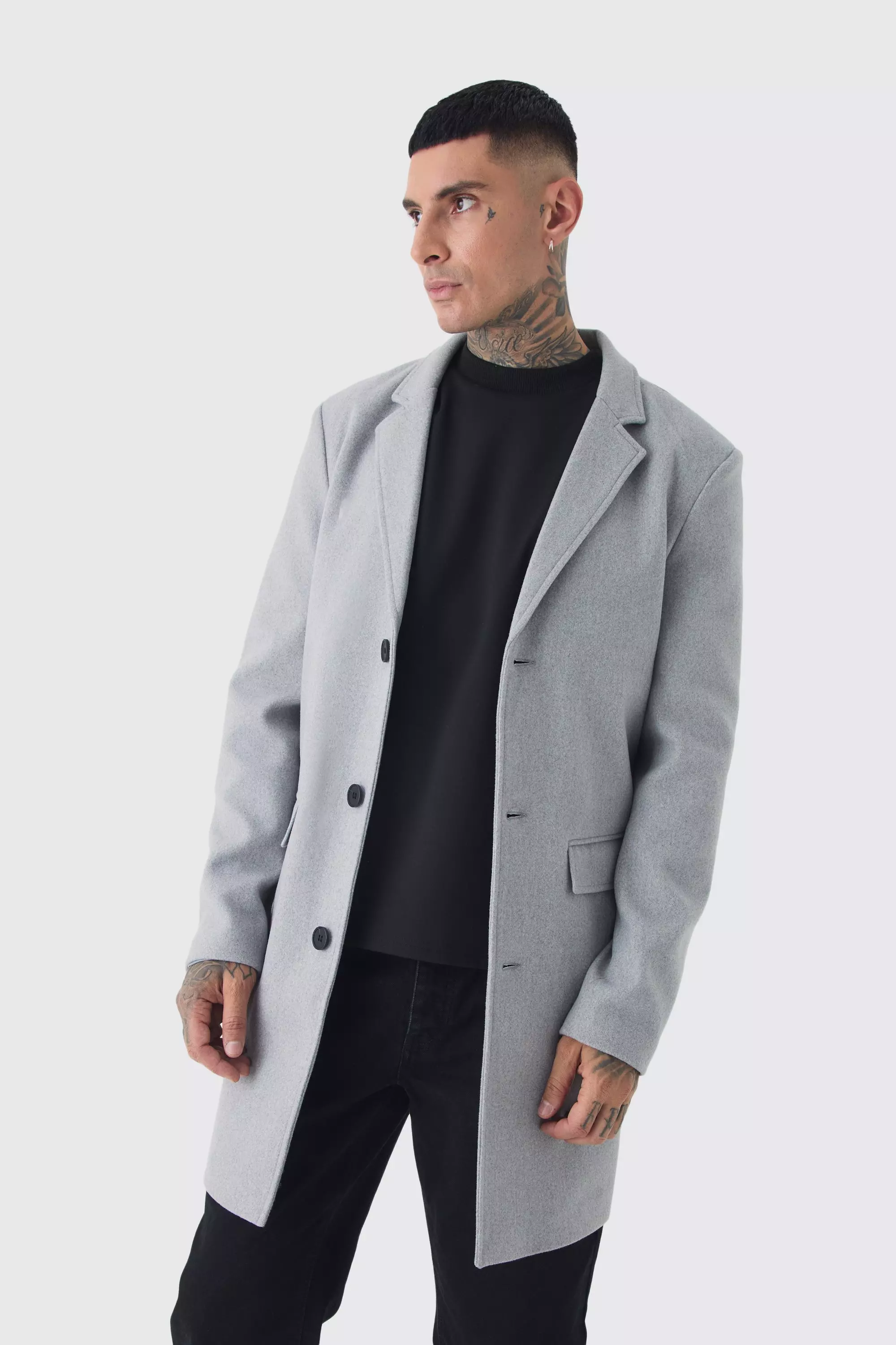 Grey Wool Look Coat