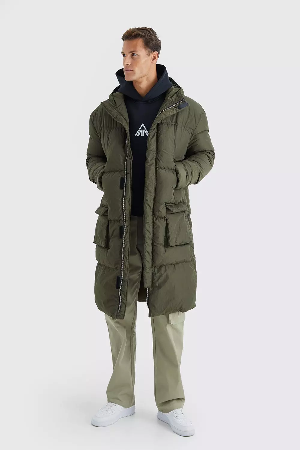 Longline hooded puffer online coat