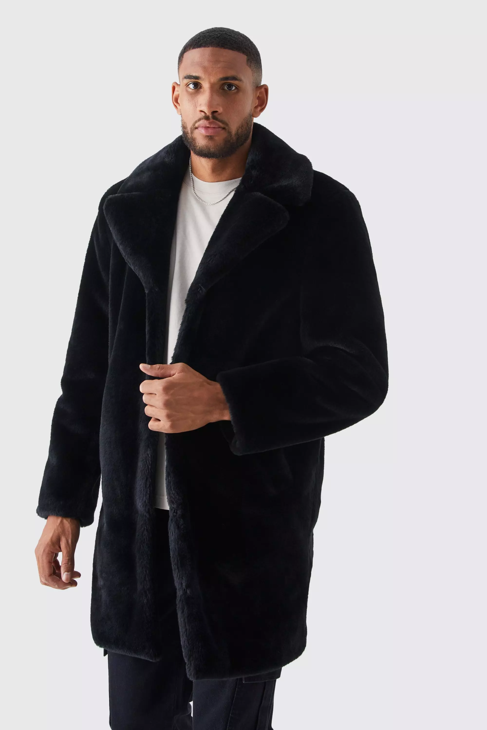 Faux fur hotsell coat for men