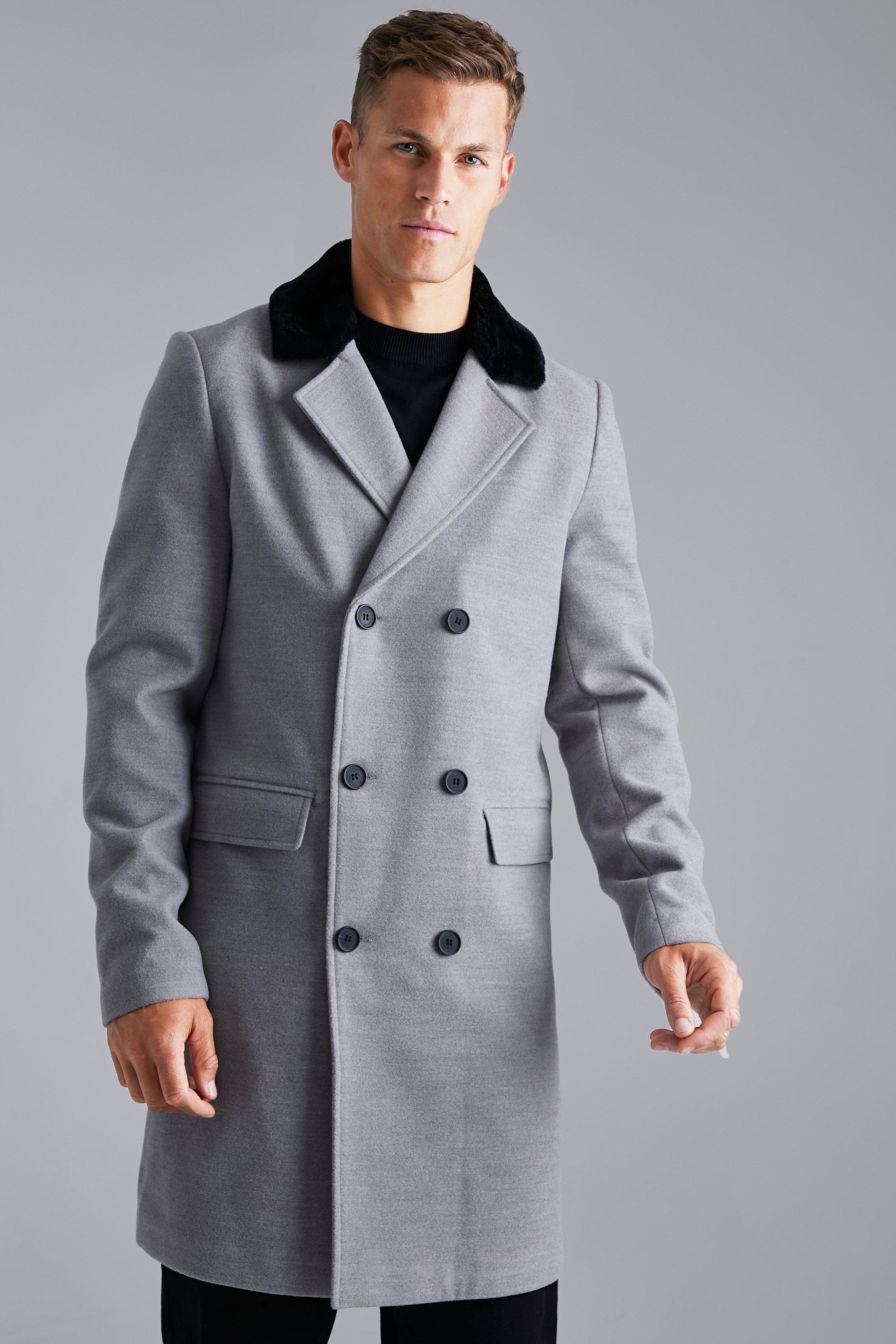 Men's Grey Overcoats | boohooMAN UK