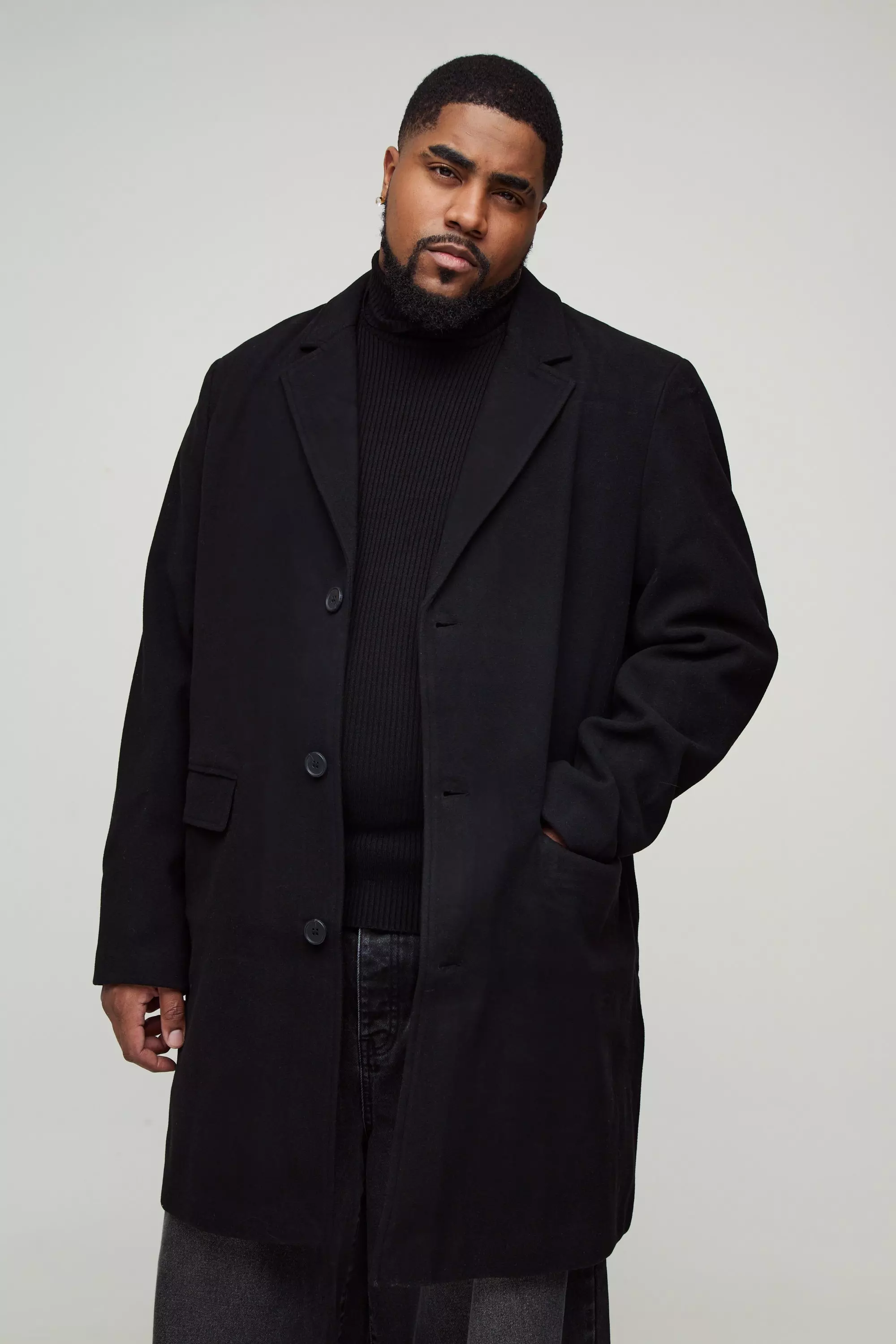 Black wool look store coat