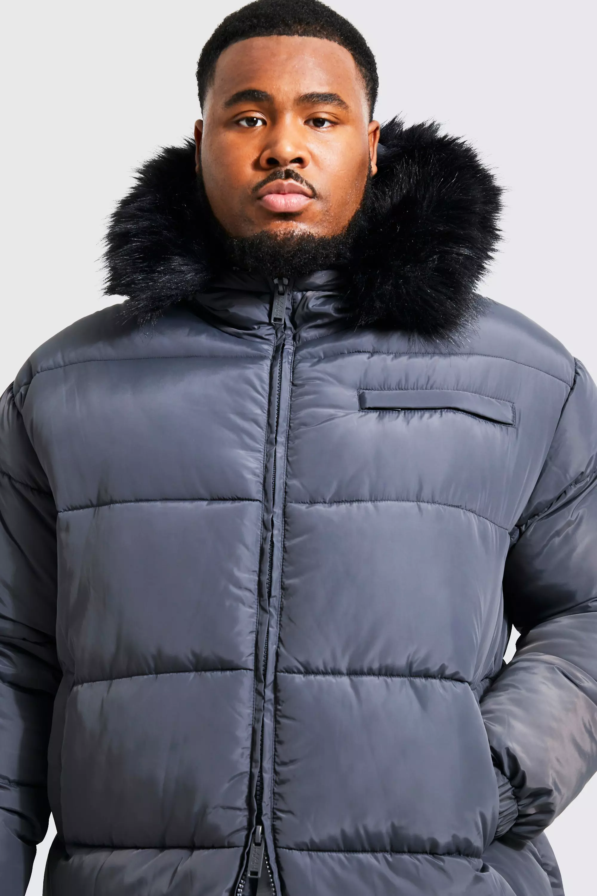 Plus Longline Faux Fur Hooded Parka