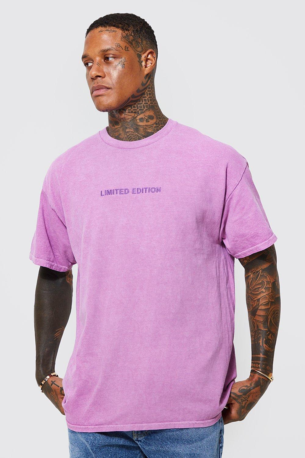 Image of T-shirt Limited sovratinta con ricamo, Purple
