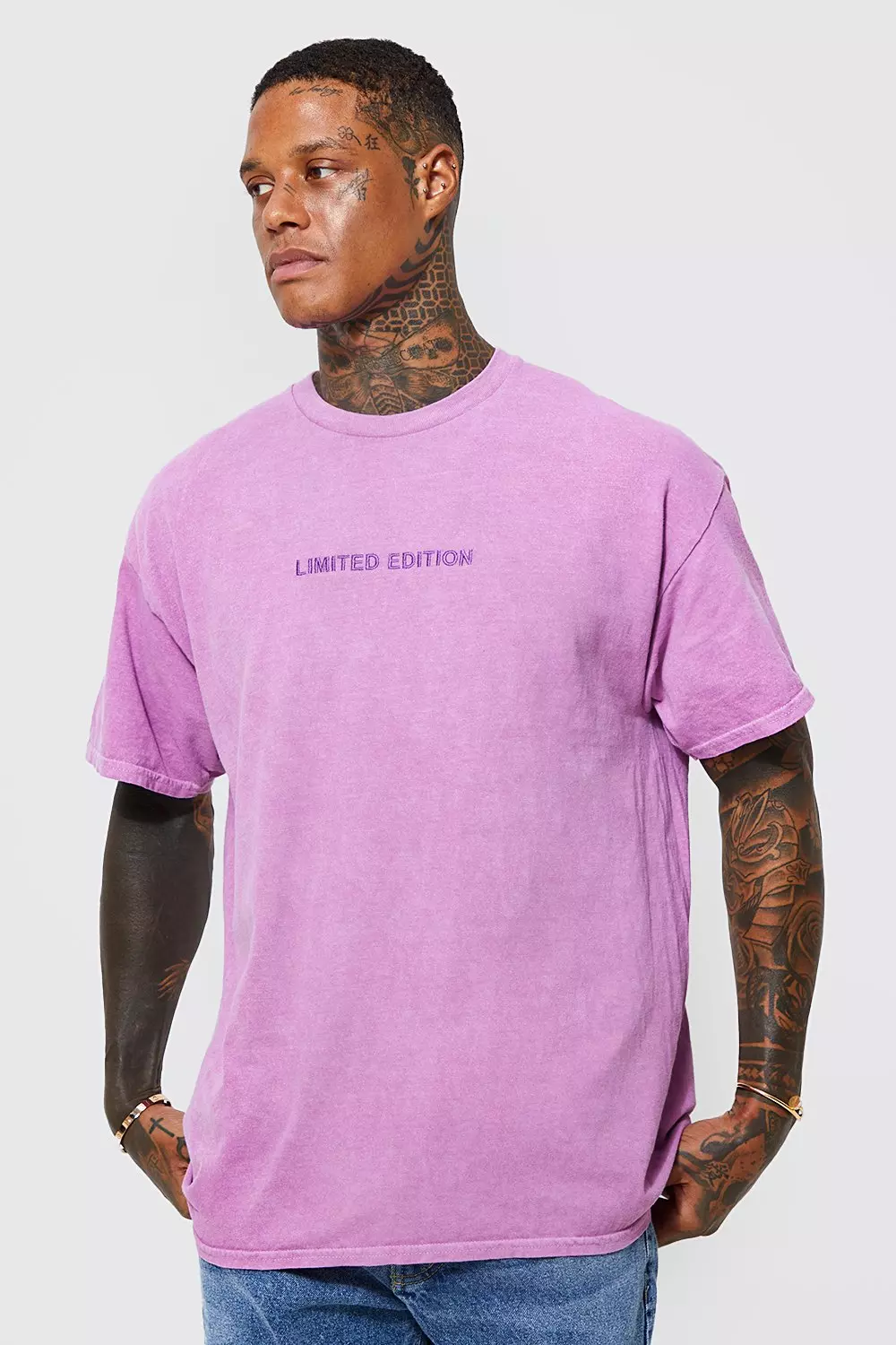 Limited Embroidered Overdye T-shirt | boohooMAN USA
