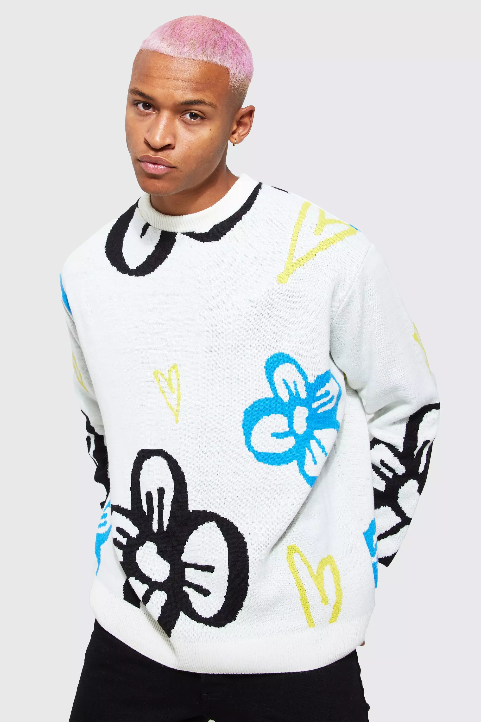 Louis Vuitton White & Multicolor Monogram Sweater