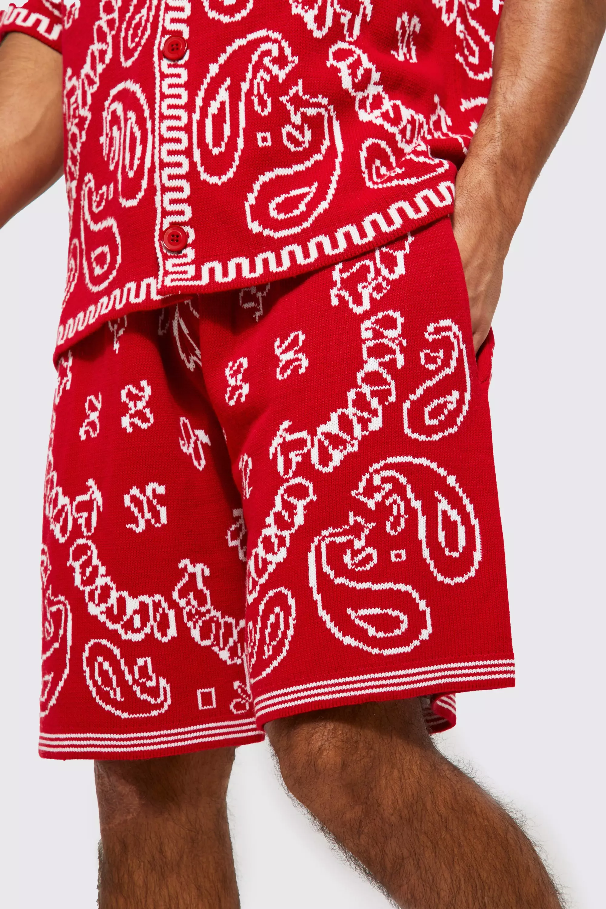 Oversized Bandana Basketball Knitted Shorts