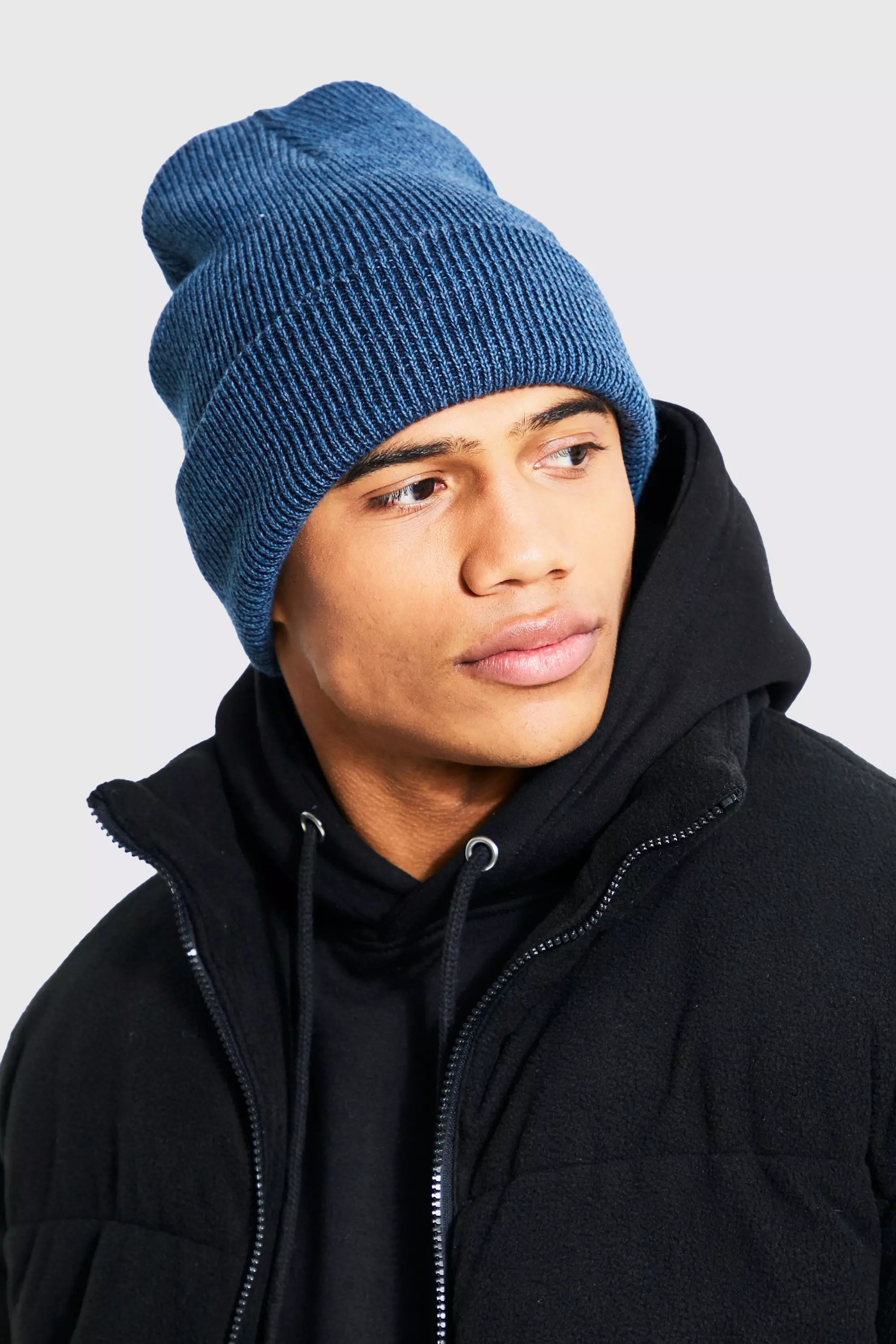 Oversized Knitted Beanie | boohooMAN