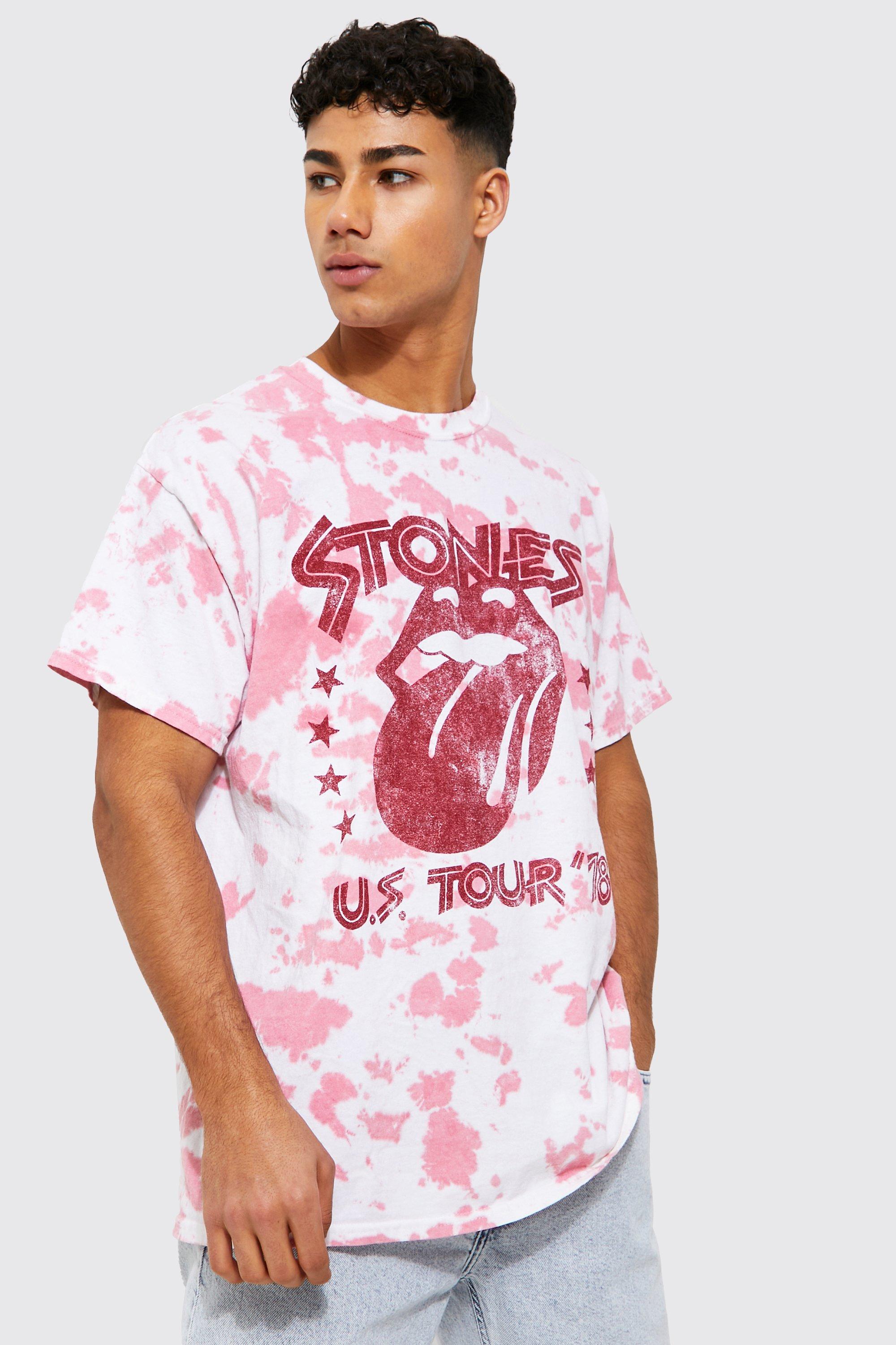 T-shirt oversize dei Rolling Stones in fantasia tie dye, Pink