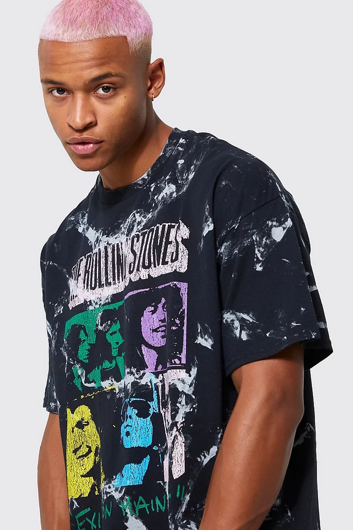Oversized Rolling Stones Tie Dye T-shirt | boohooMAN