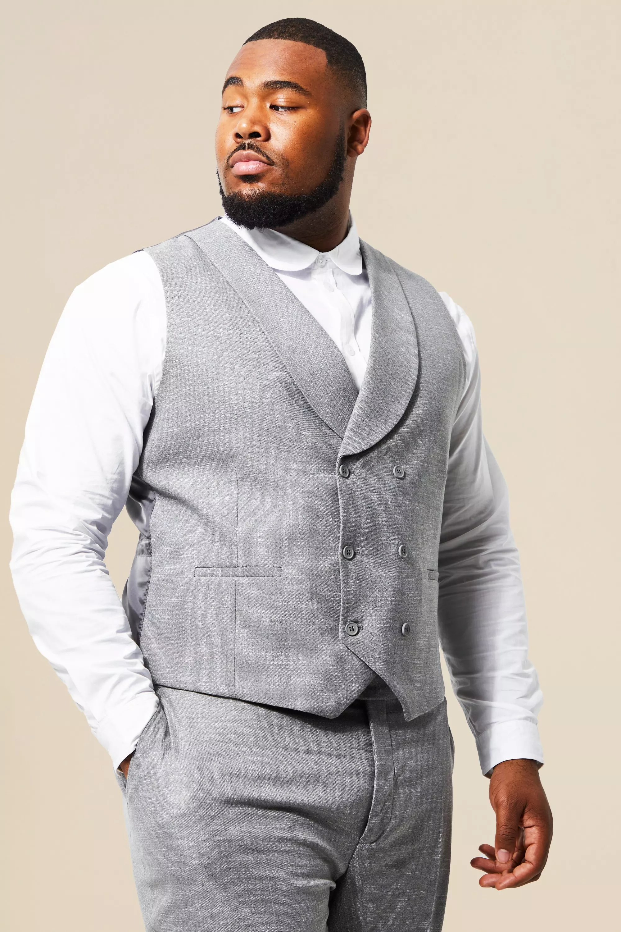 Double breasted 2024 grey waistcoat