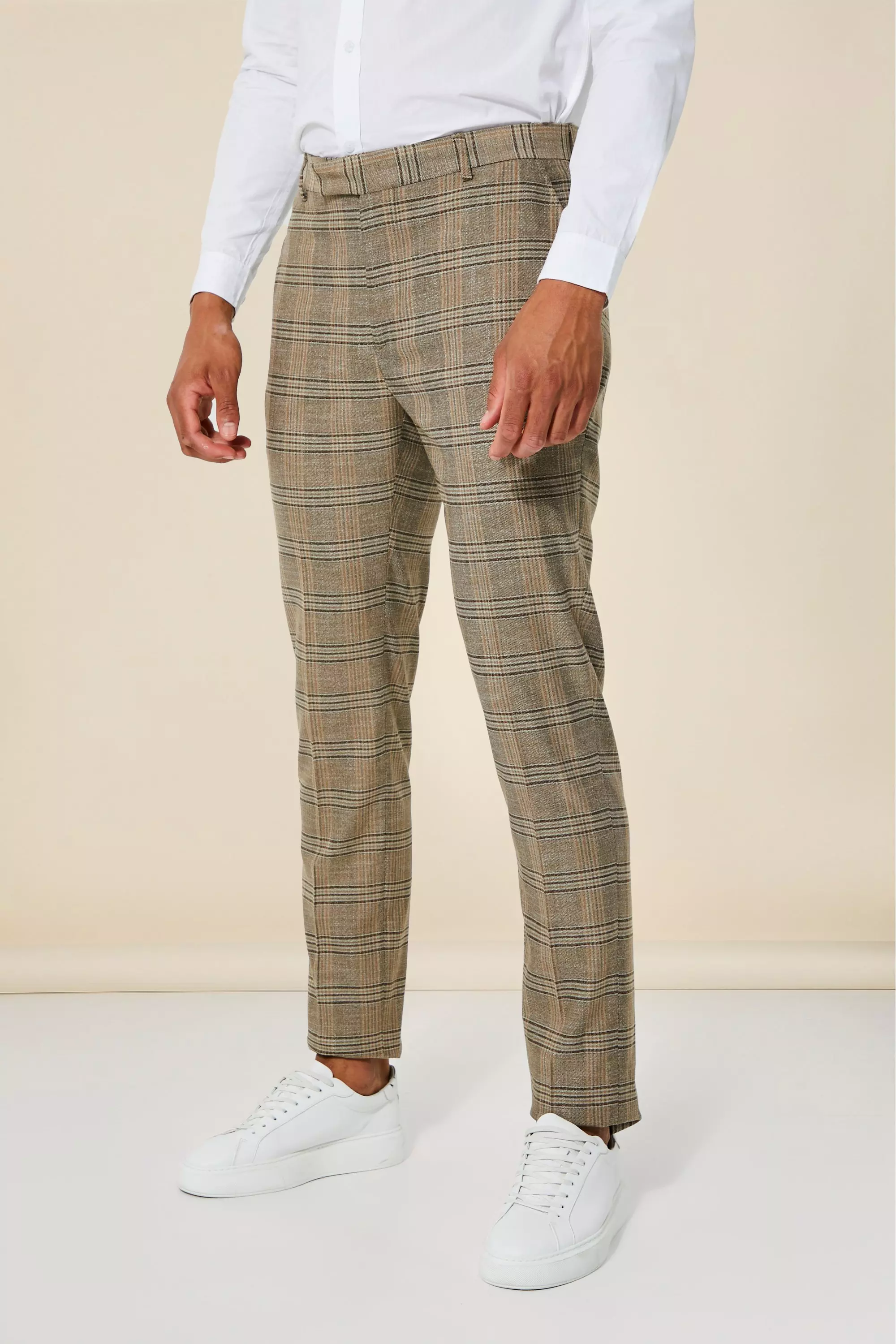 Tall Brown Checked Pant, Tall