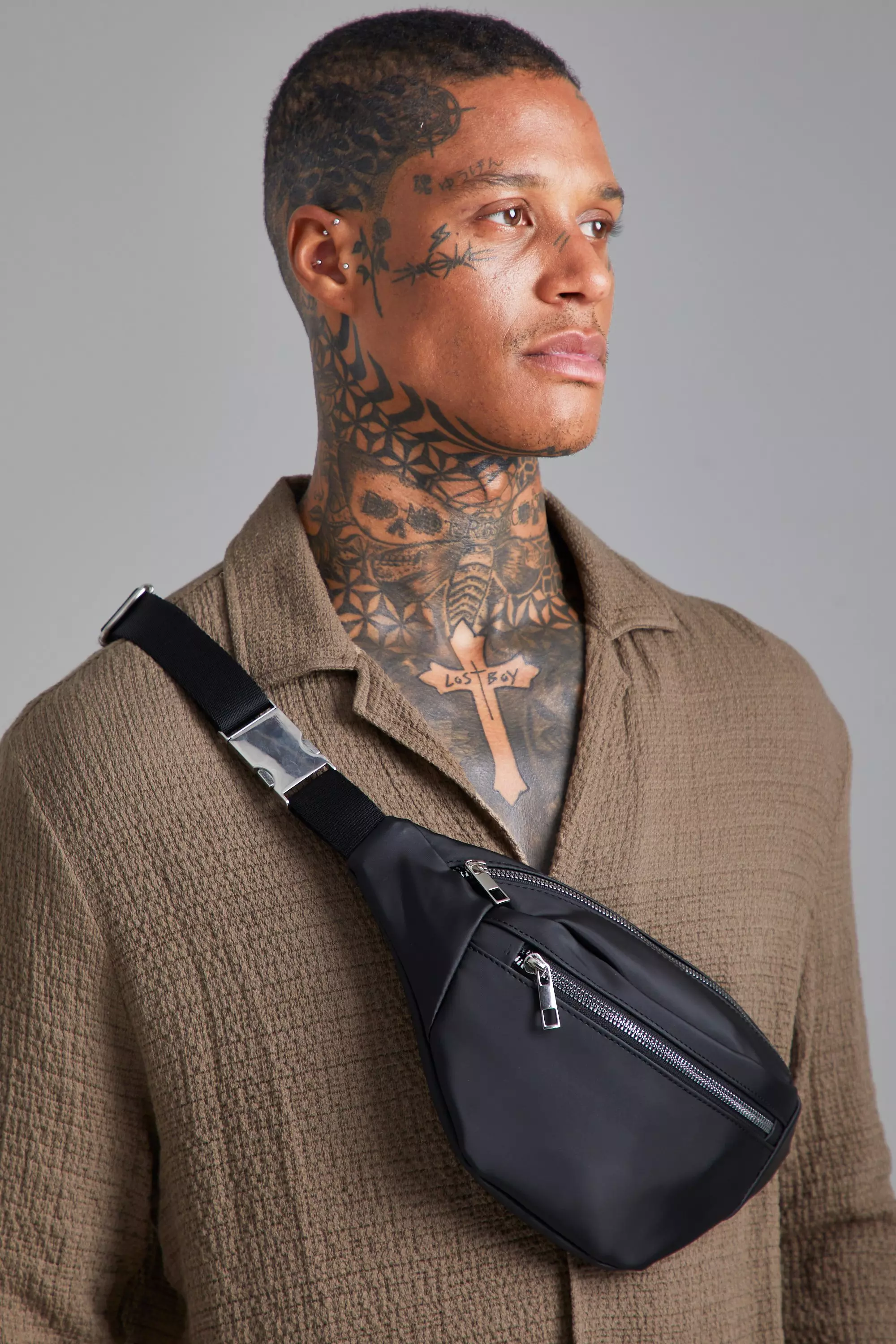 Smart Nylon Bum Bag | boohooMAN USA