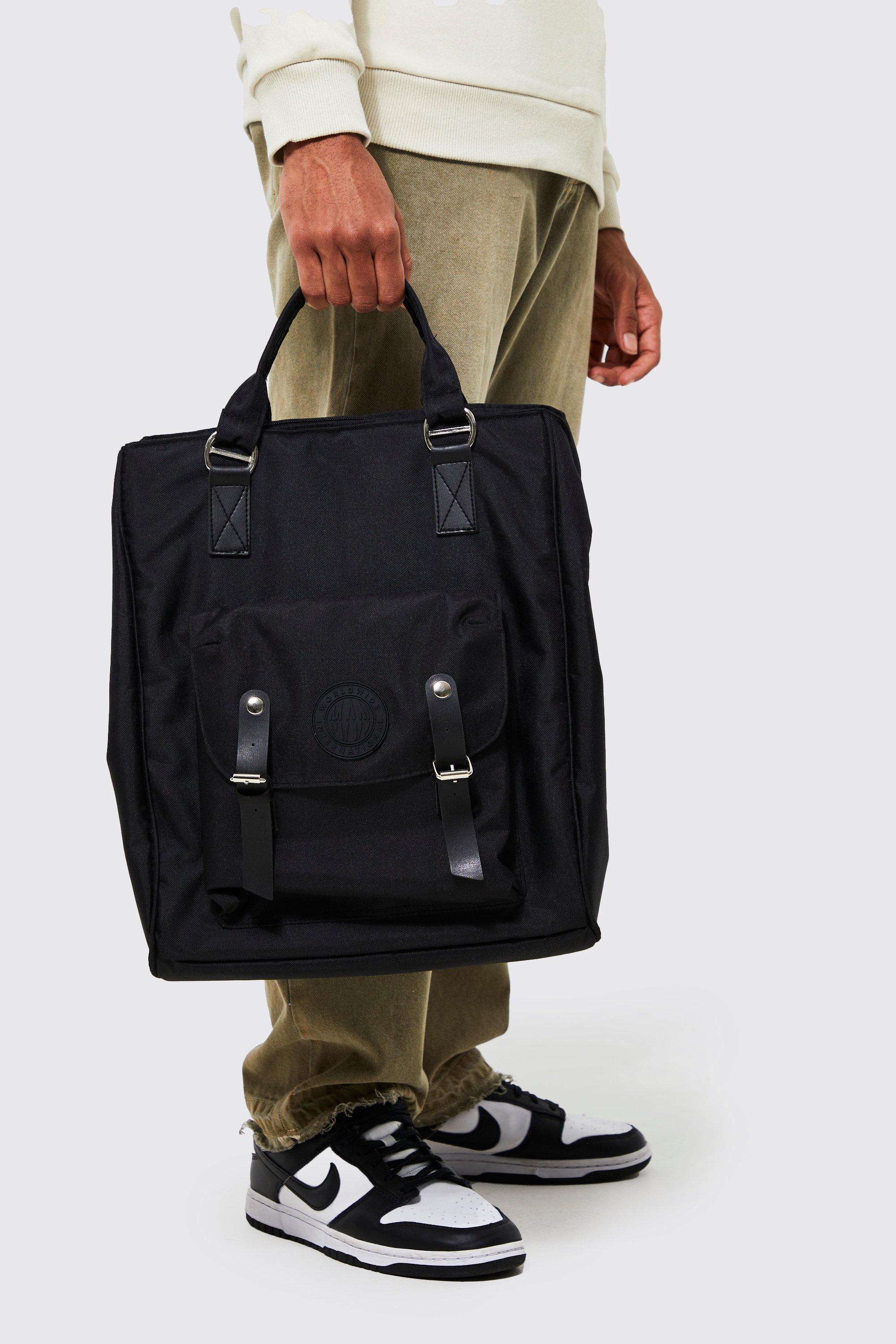 men's leather look trim rucksack - black - one size, black