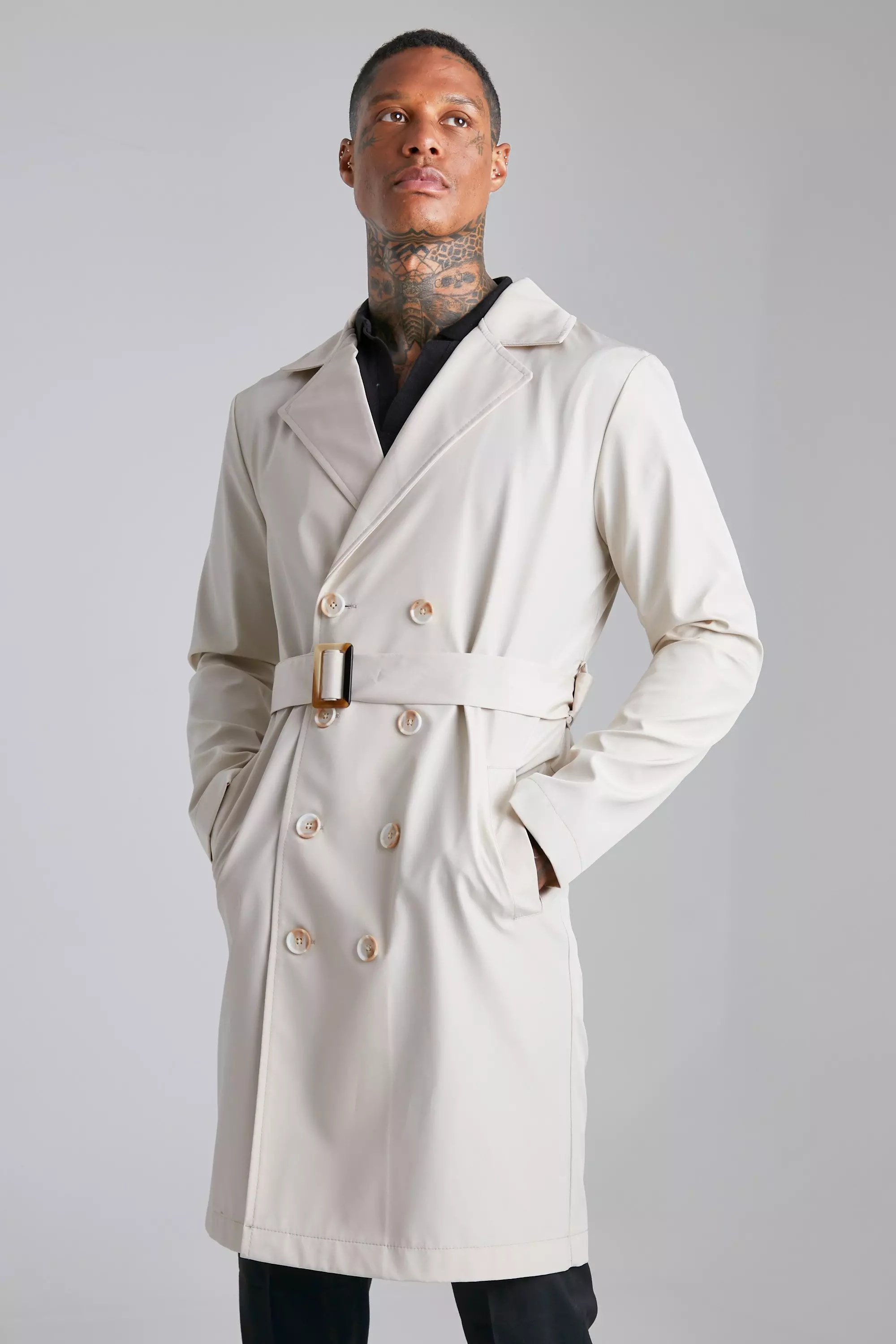 Mens stone trench on sale coat