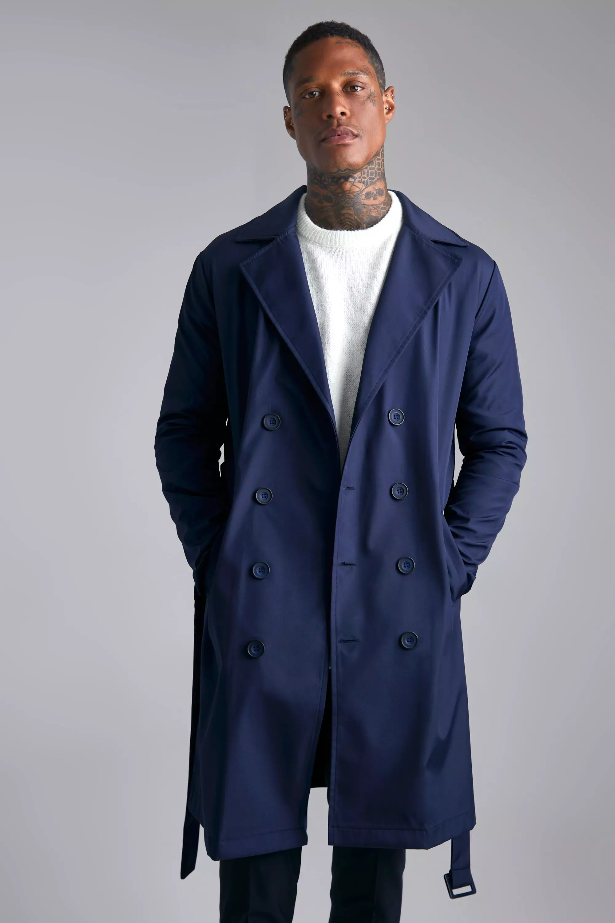 Men's Double Breasted US Navy Trench Coat - Jackets Masters