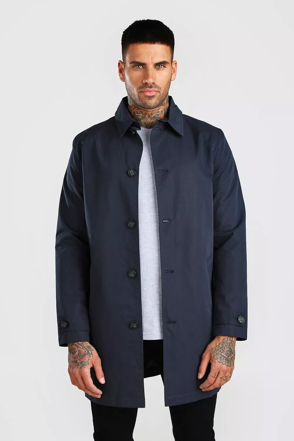 Mens single clearance breasted mac coat