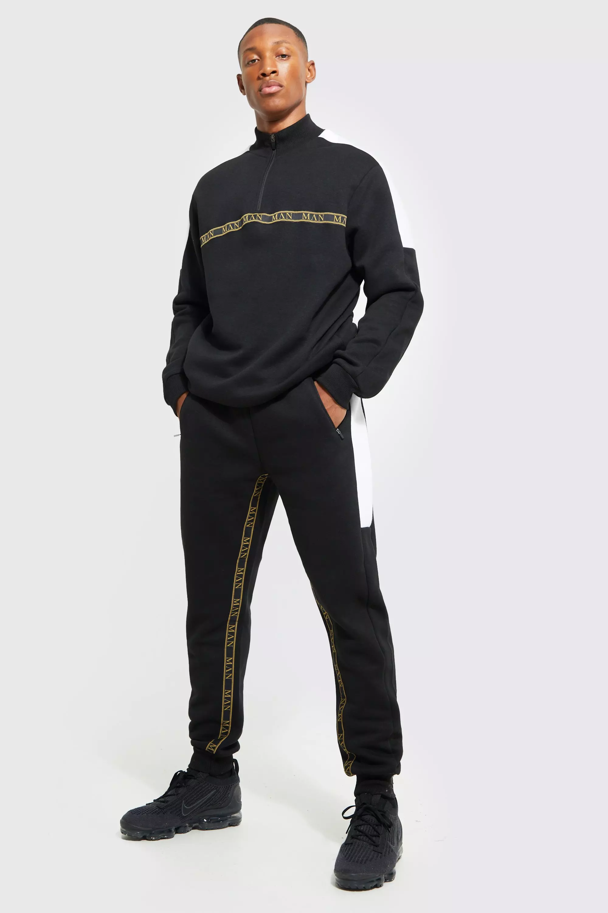 Black sales boohooman tracksuit