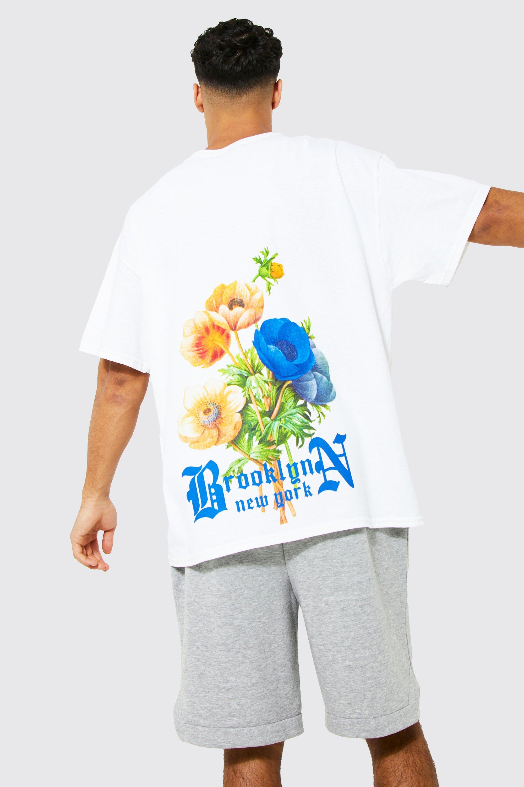 Florales Oversize T-Shirt Mit Brooklyn-Print - White - M, White