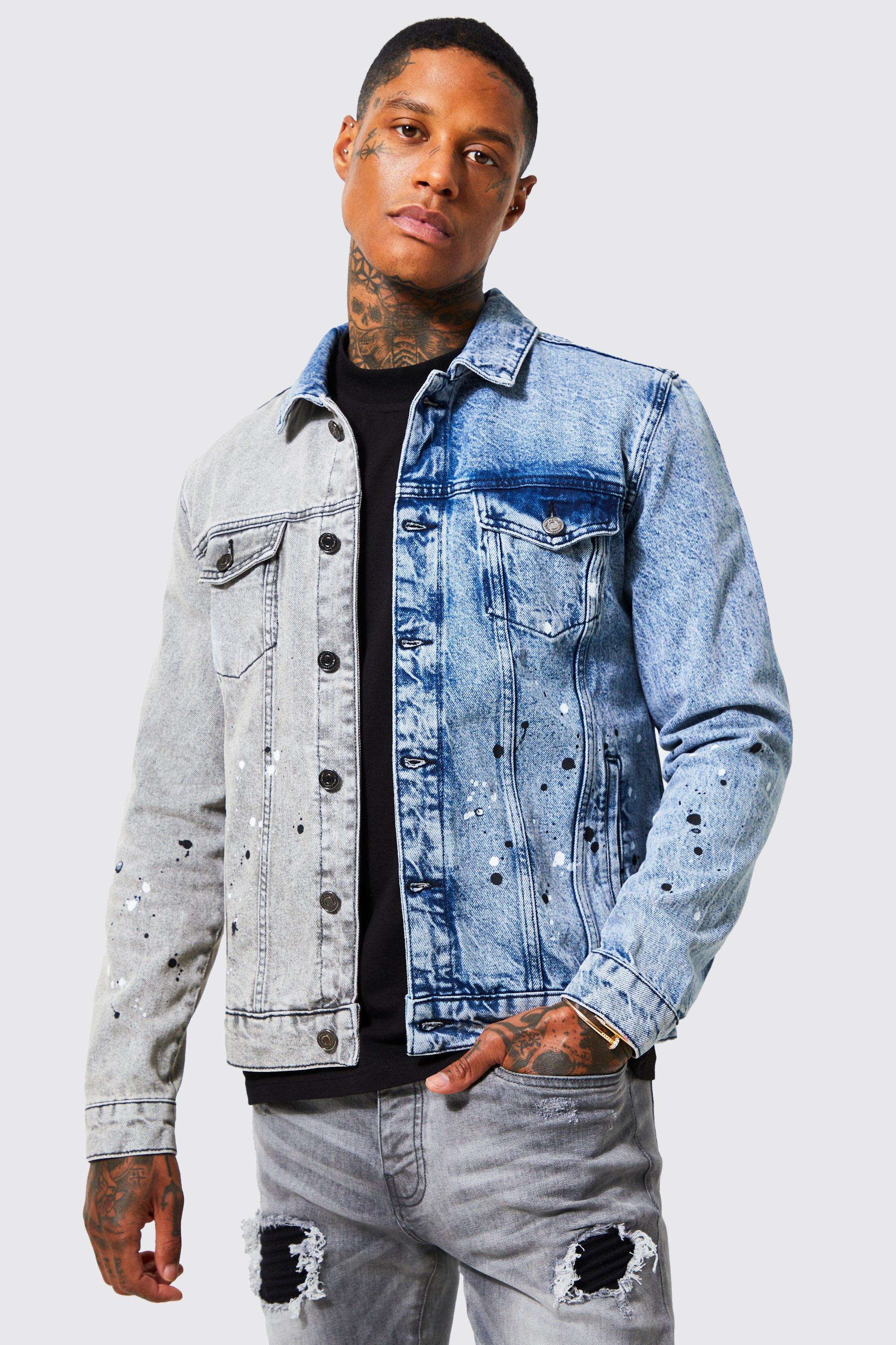 splatter denim jacket