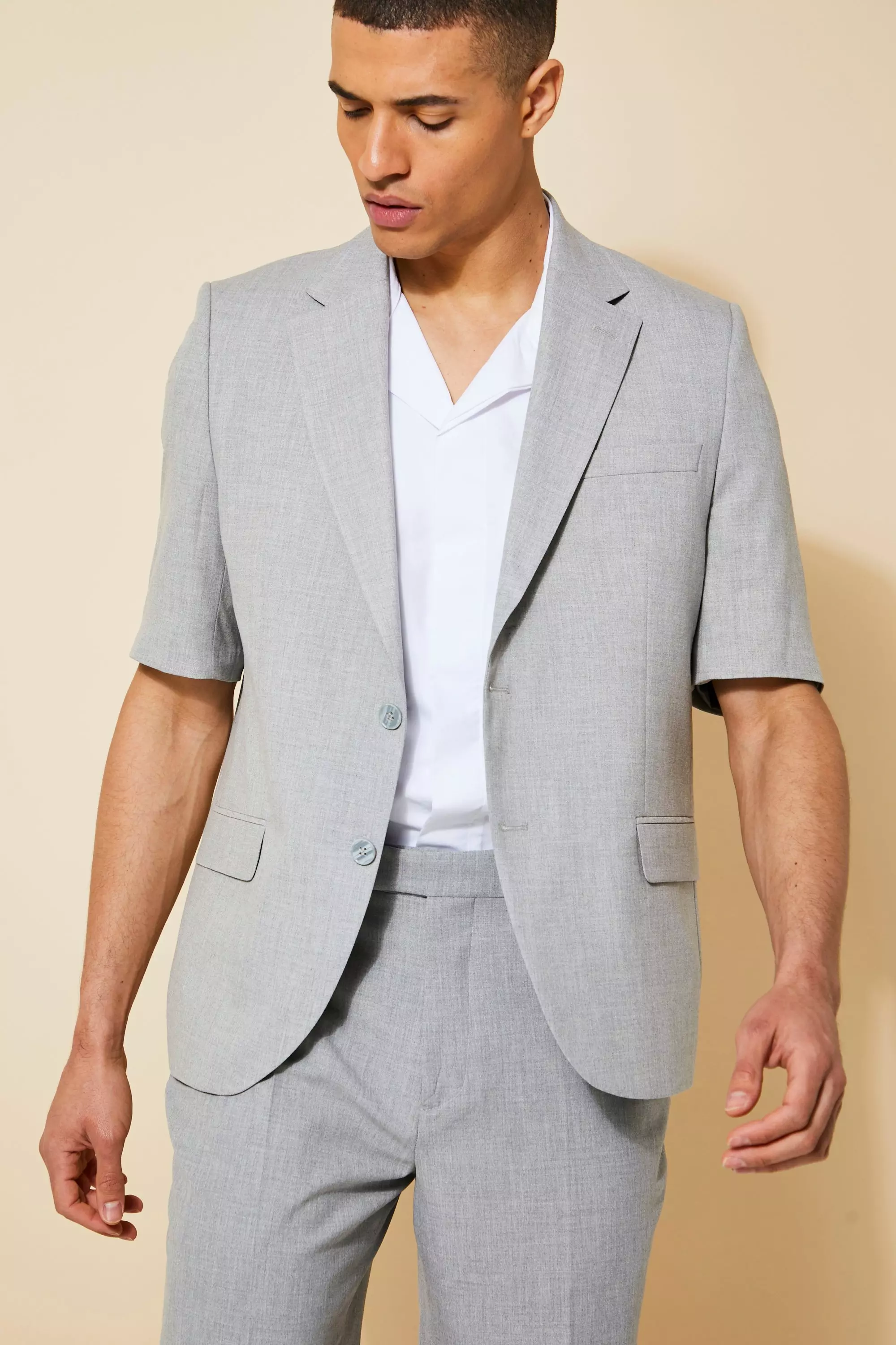 boohooMAN Men's Short Sleeve Relaxed Suit Jacket