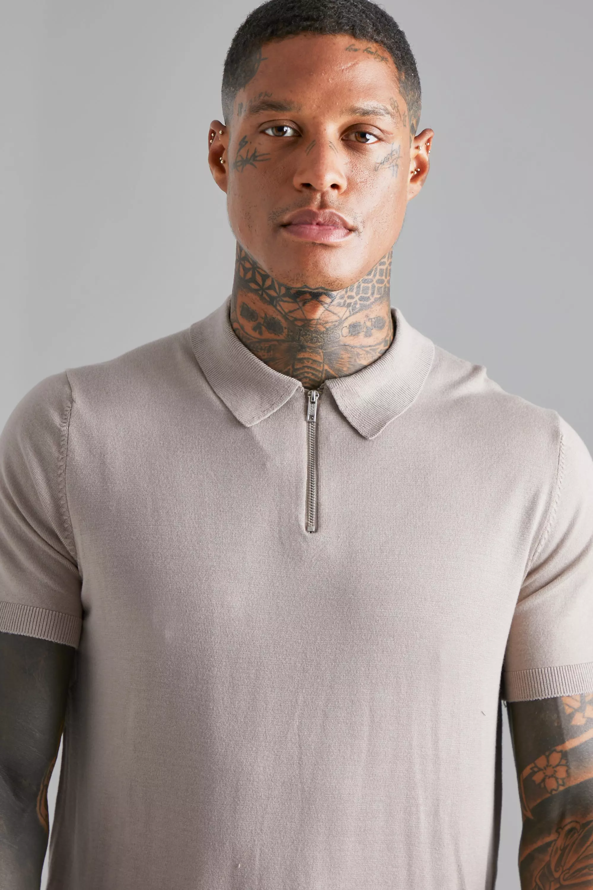 Regular Short Sleeve Half Zip Polo | boohooMAN USA