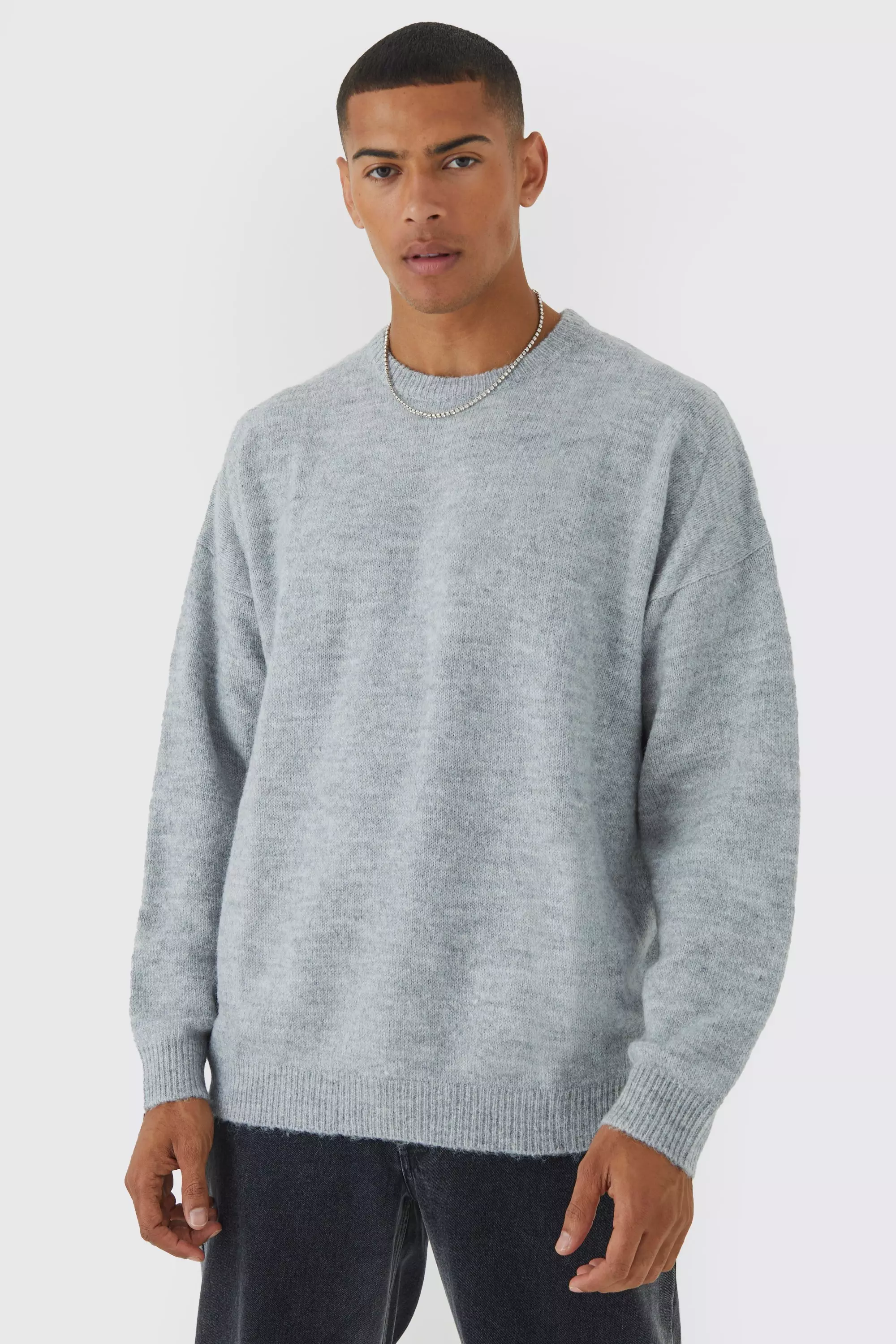 Unisex Varsity Crew Neck Sweatshirt Grey Marl