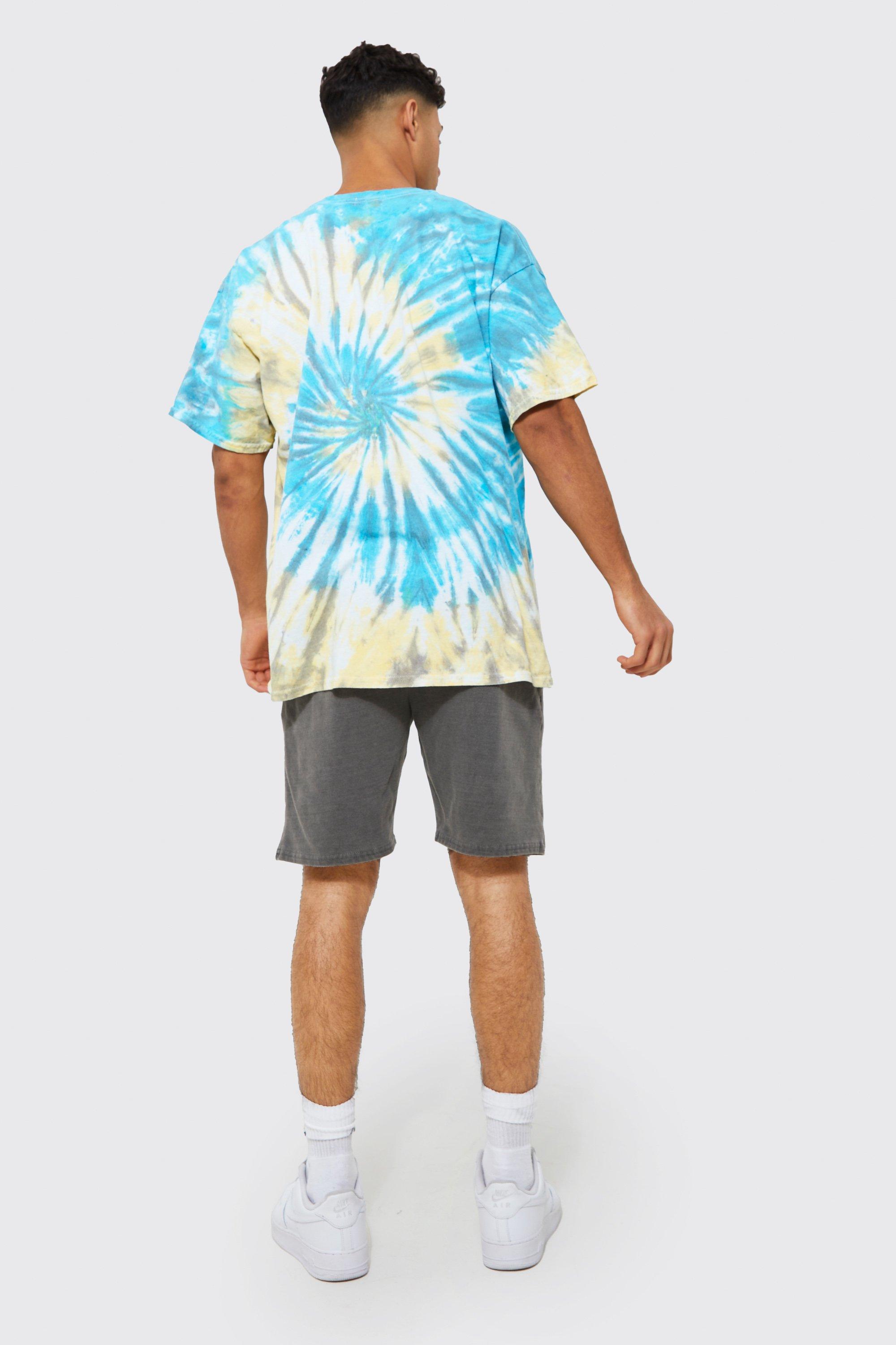 Oversized Skull Tie Dye T-shirt And Short Set | boohooMAN USA