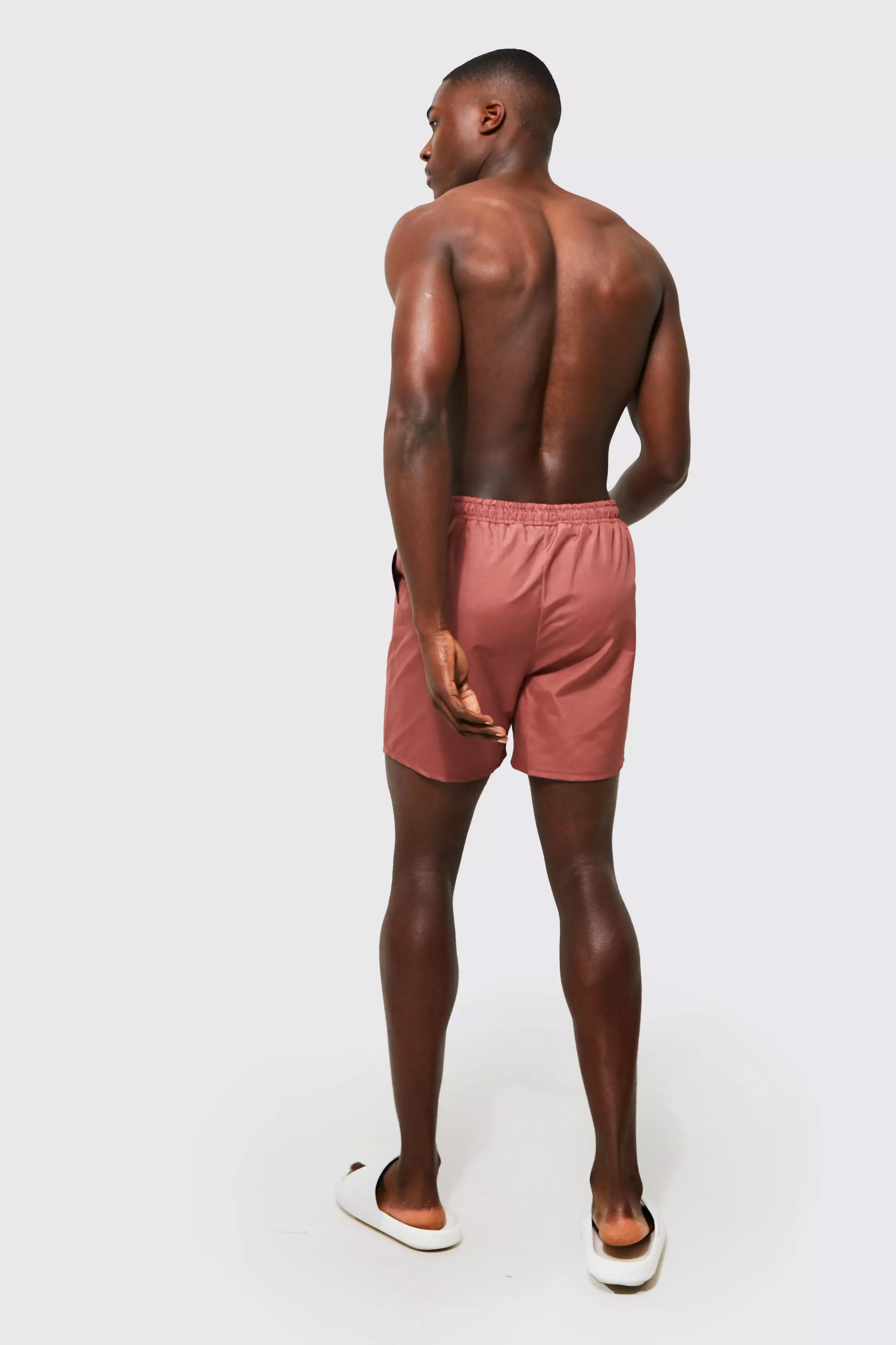 Recycled Mid Length Man Line Swim Trunks boohooMAN USA