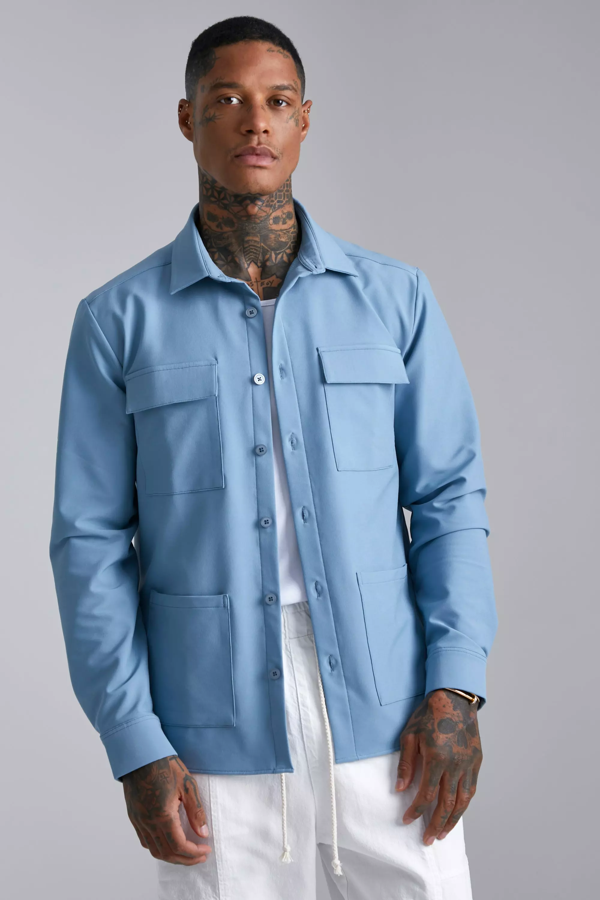 Blue 2025 overshirt mens