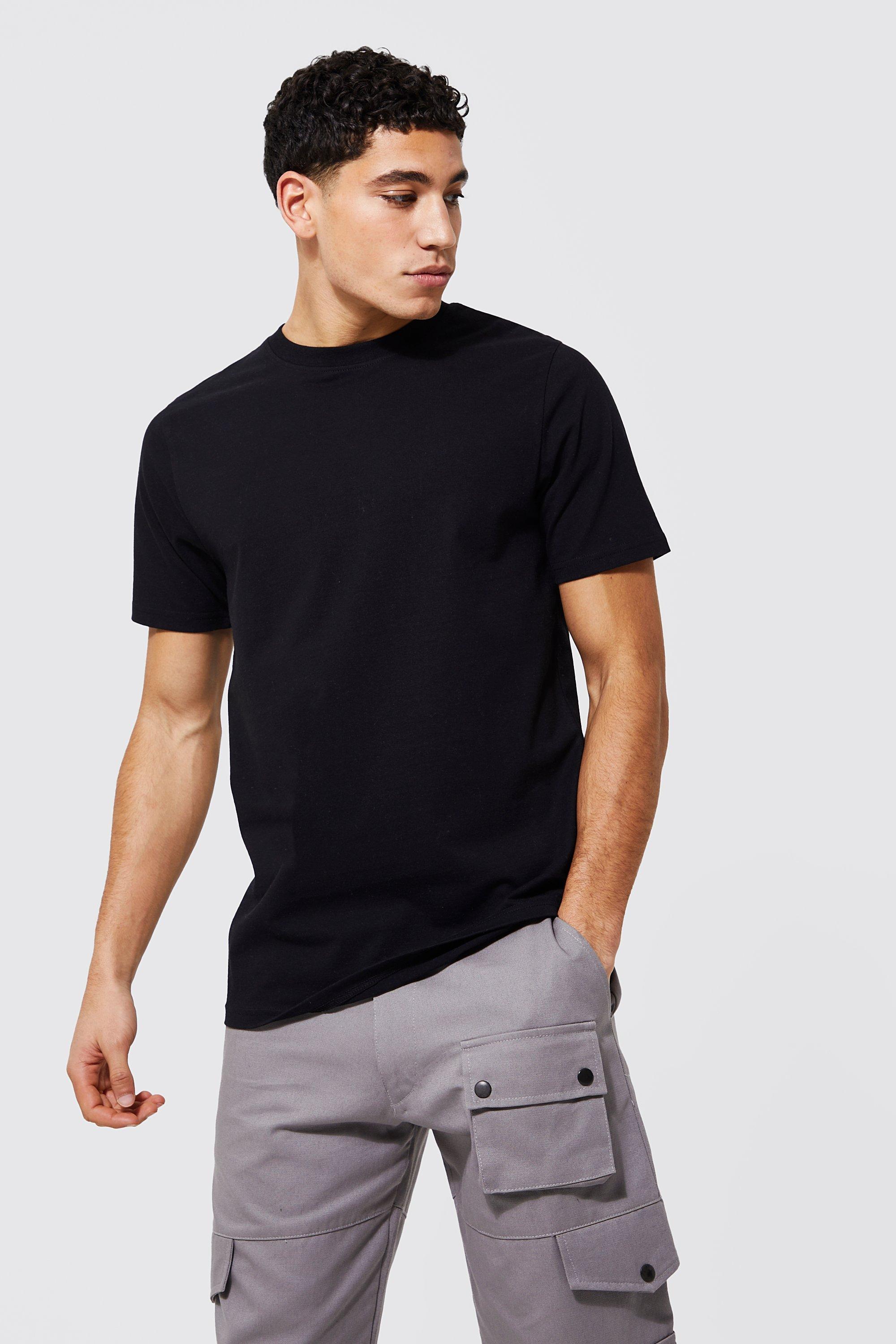 Mens Black Basic Crew Neck T Shirt, Black