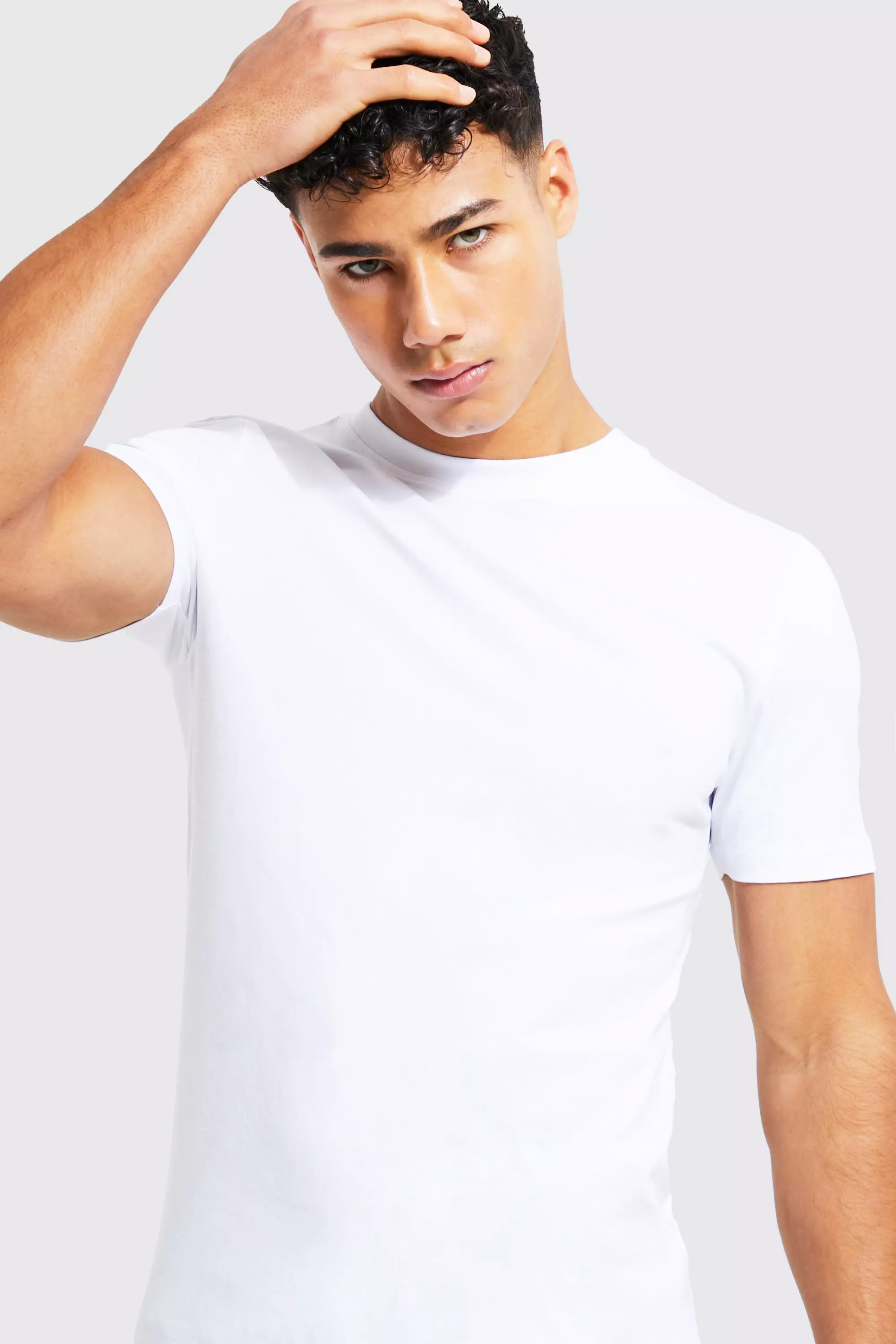 White Crew Neck Muscle Fit T-Shirt