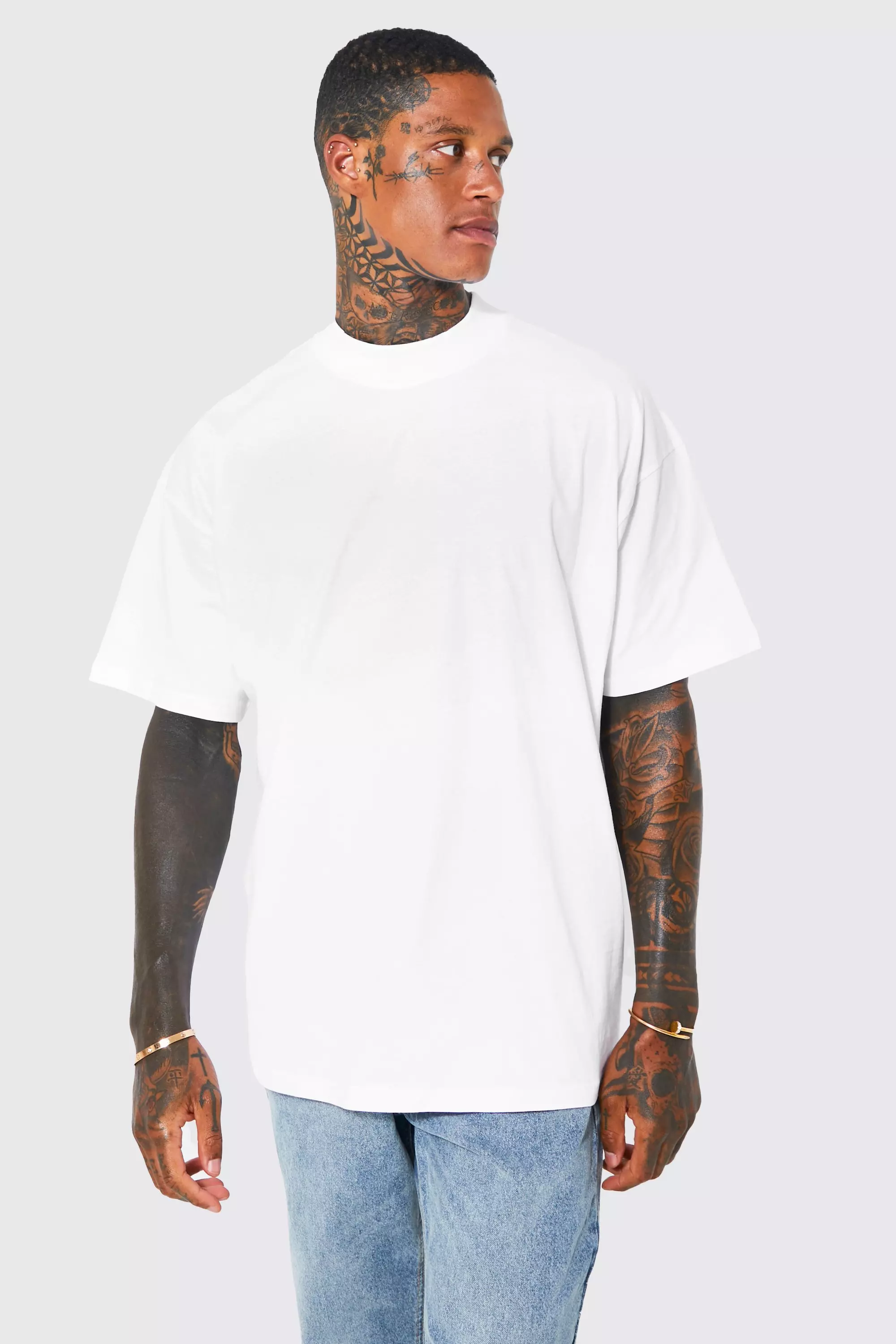 White extended t shirt sale