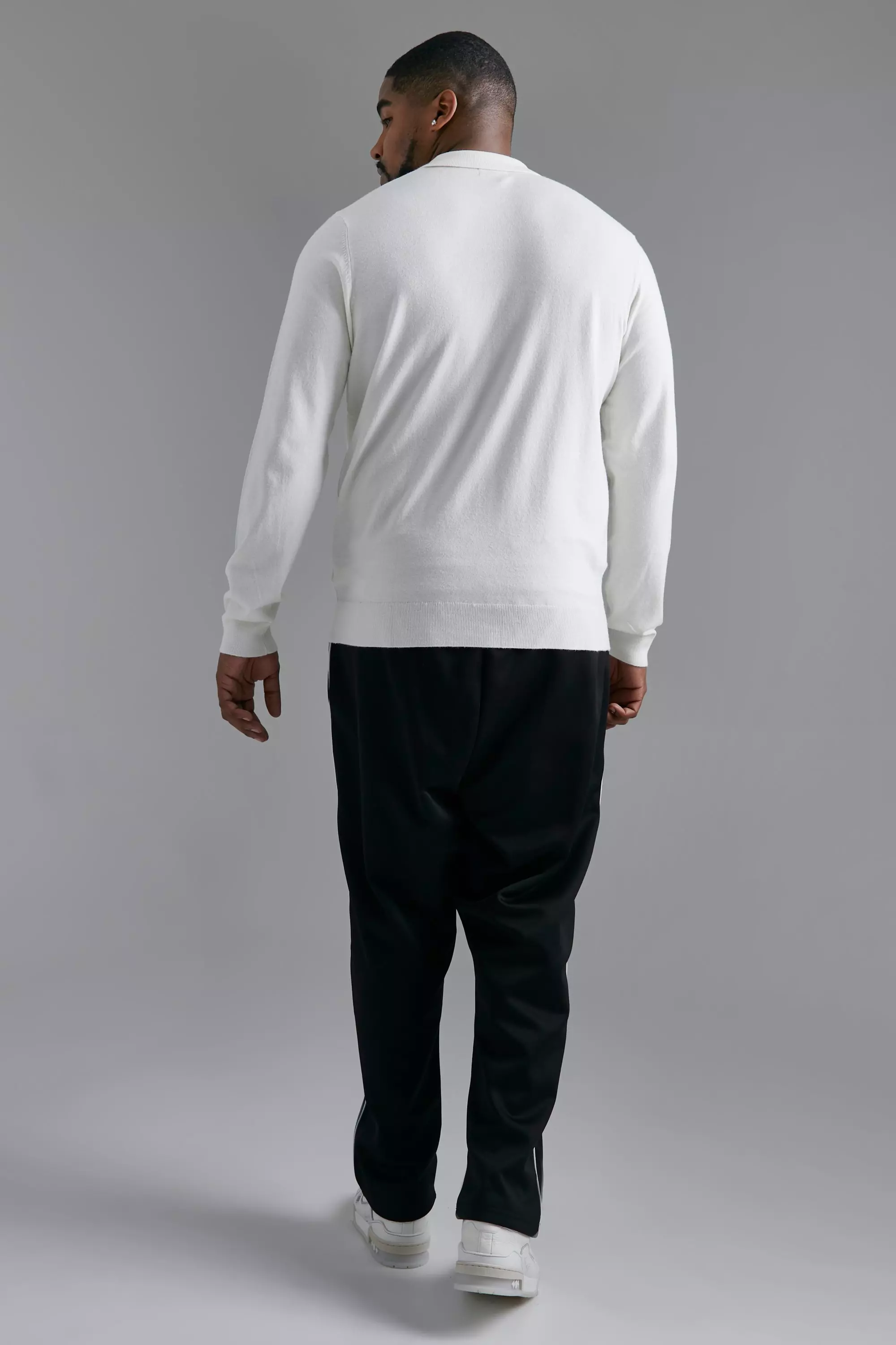 Plus Long Sleeve Half Zip Polo