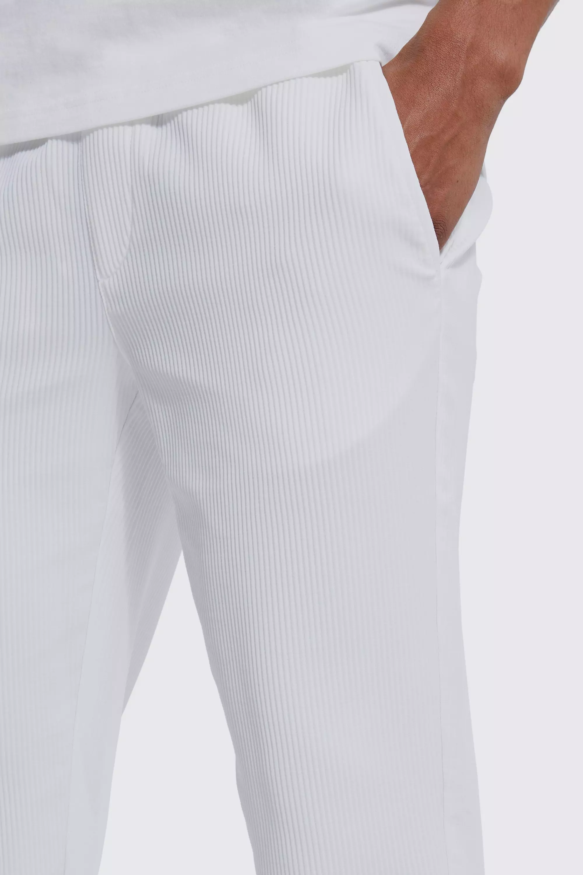 Mens white pleated on sale pants