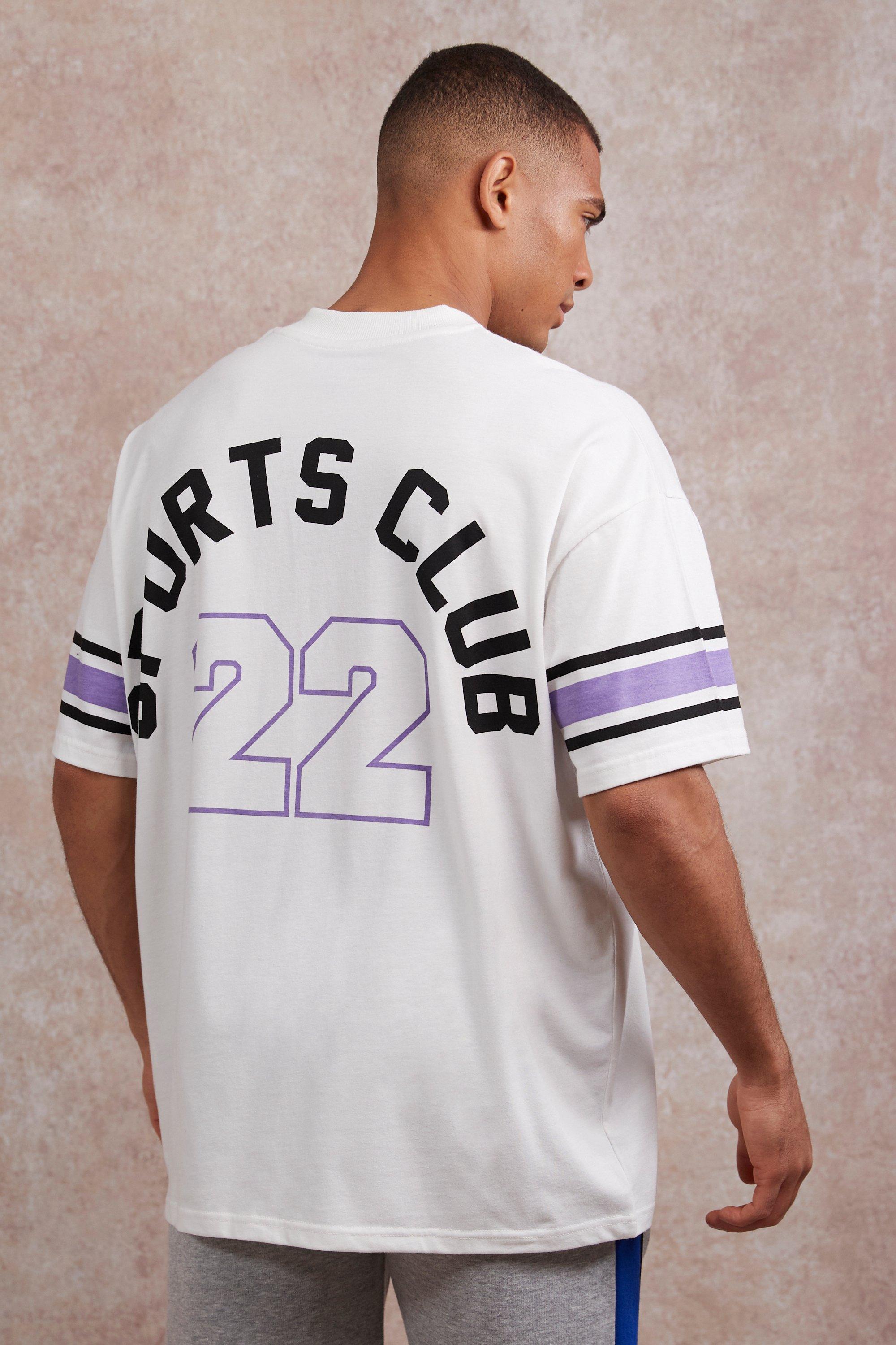 Image of T-shirt da baseball oversize con scollo a V, Cream