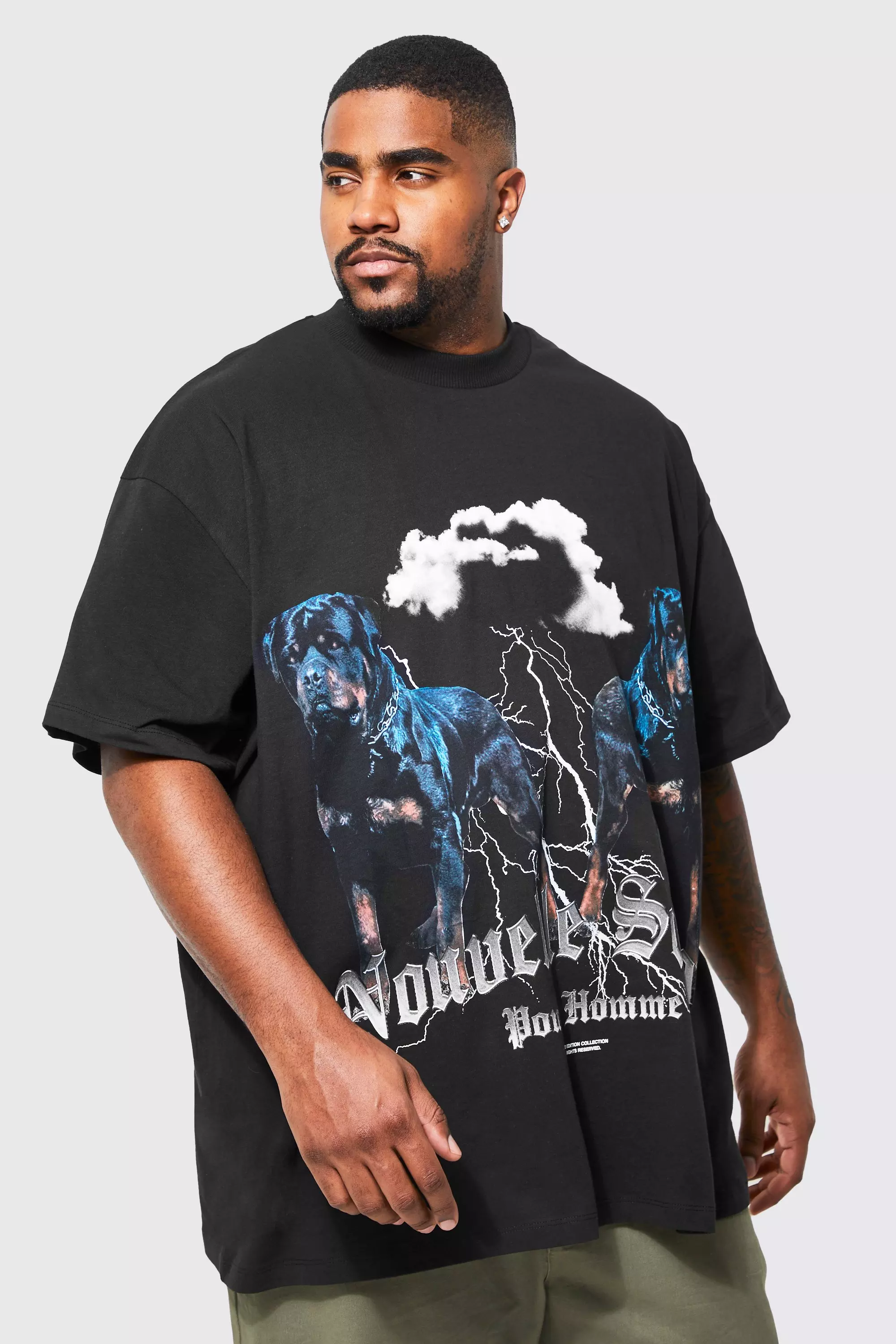 Plus Oversized Rottweiler Graphic T shirt