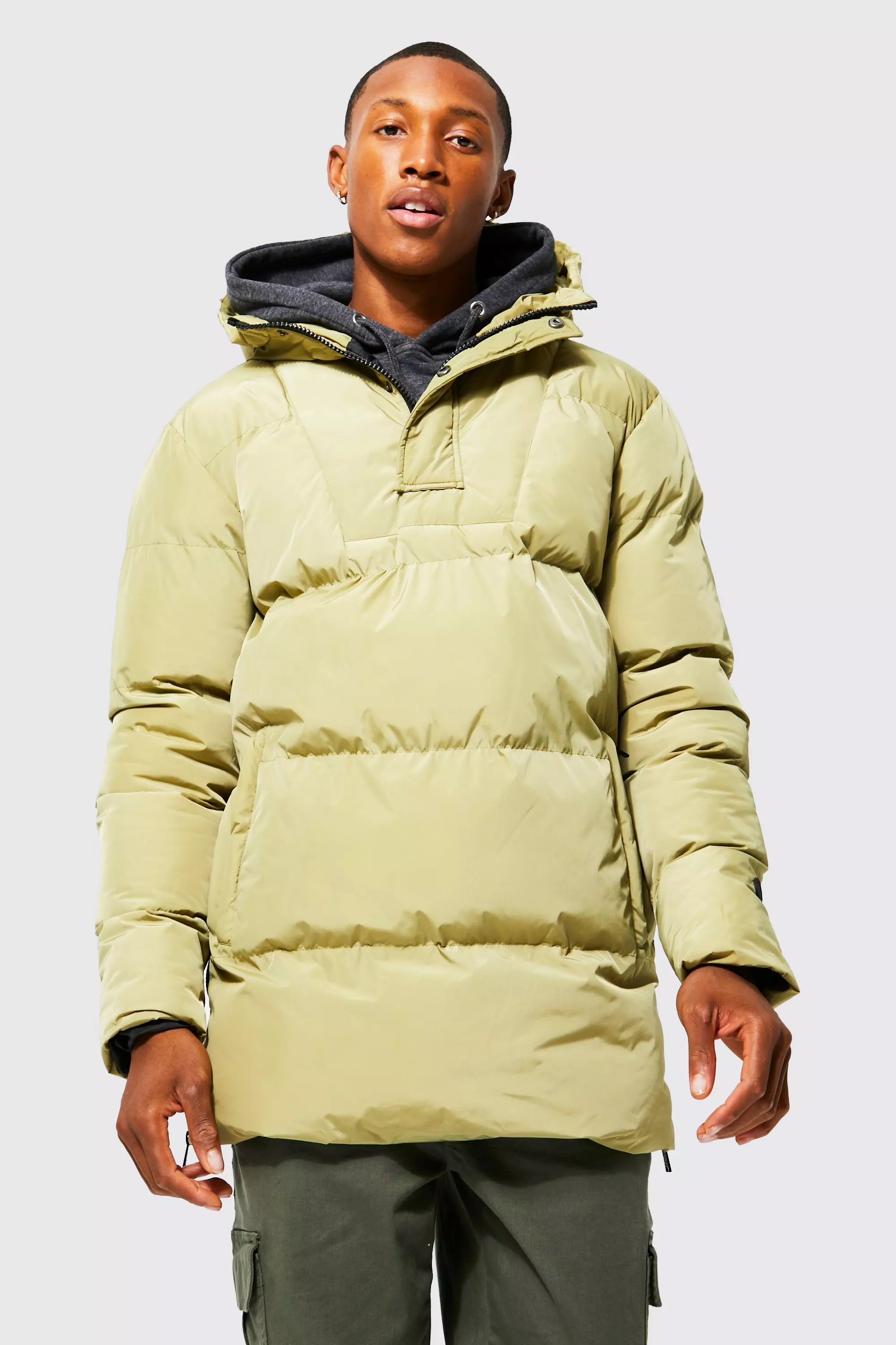 Overhead Mid Length Puffer | boohooMAN USA