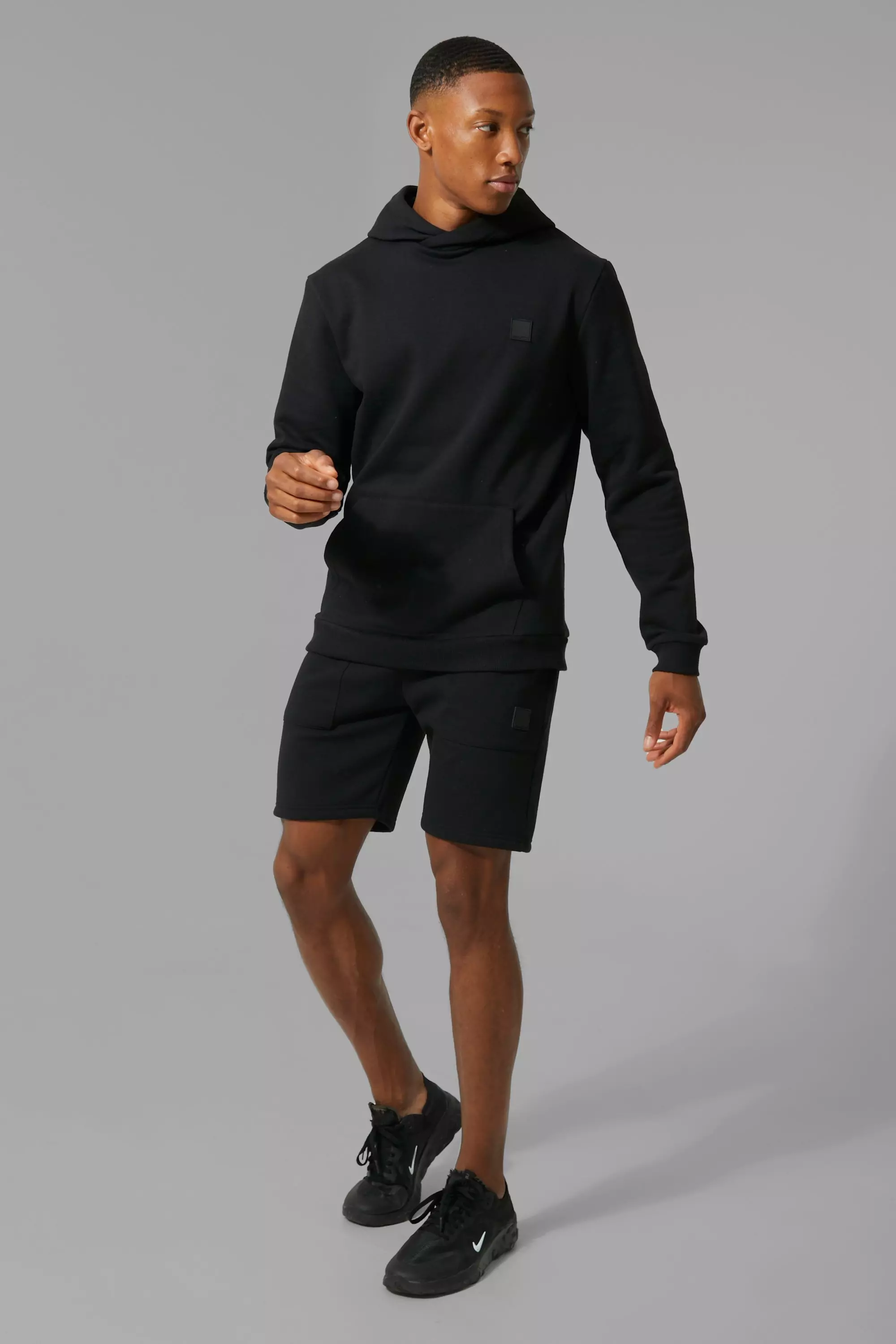 Man Active Hoodie Short Set boohooMAN USA