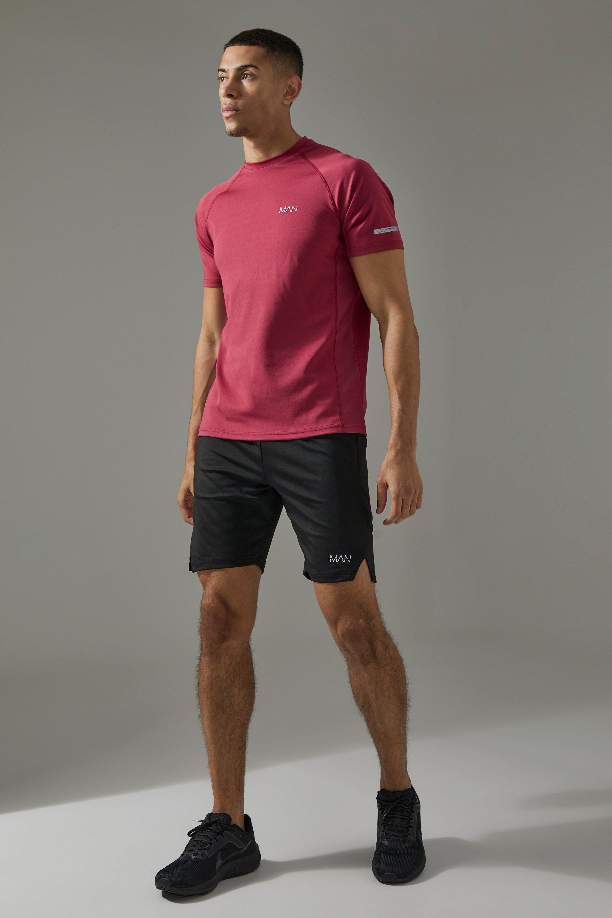 Mens Red Man Active Performance T Shirt & Short Set, Red