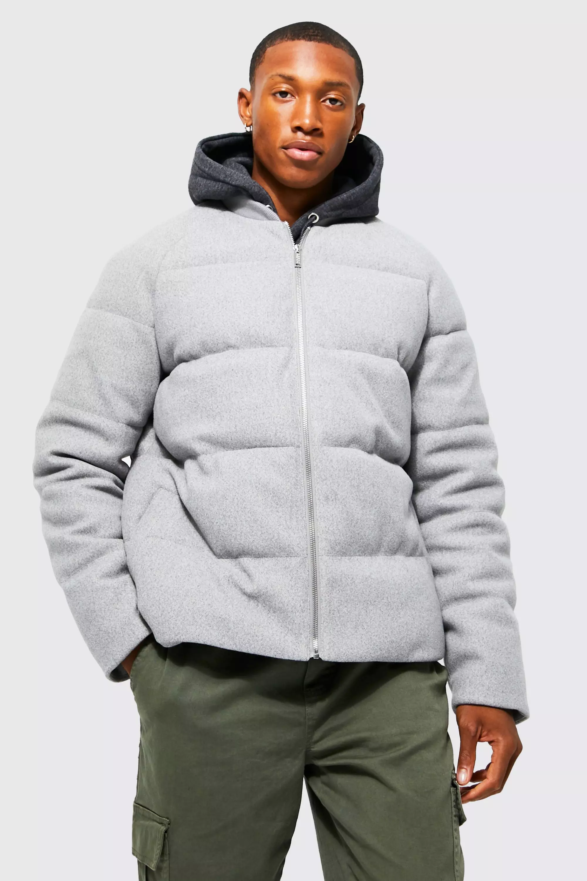 ASOS DESIGN puffer jacket in gray
