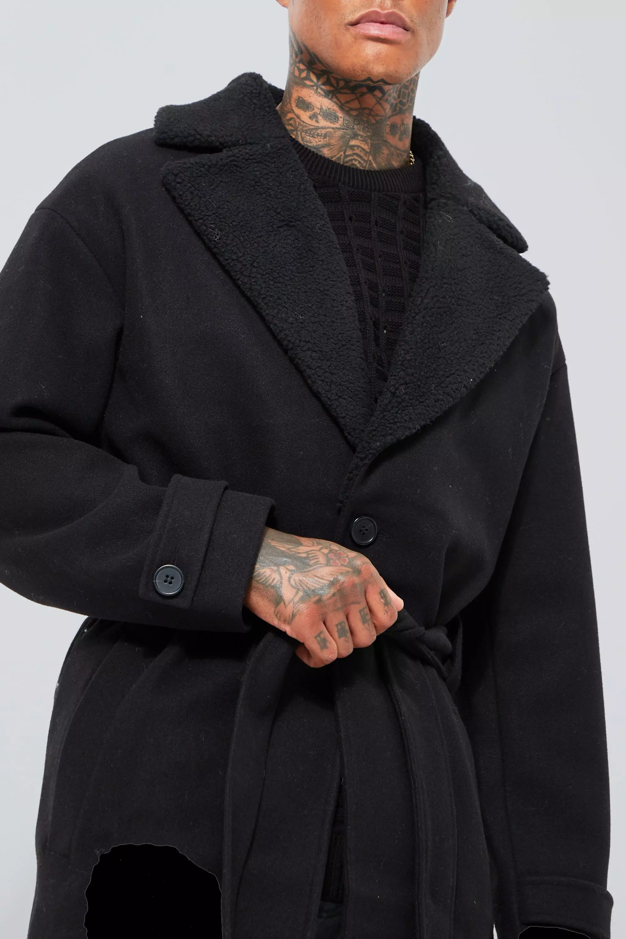 Black wool cheap look coat